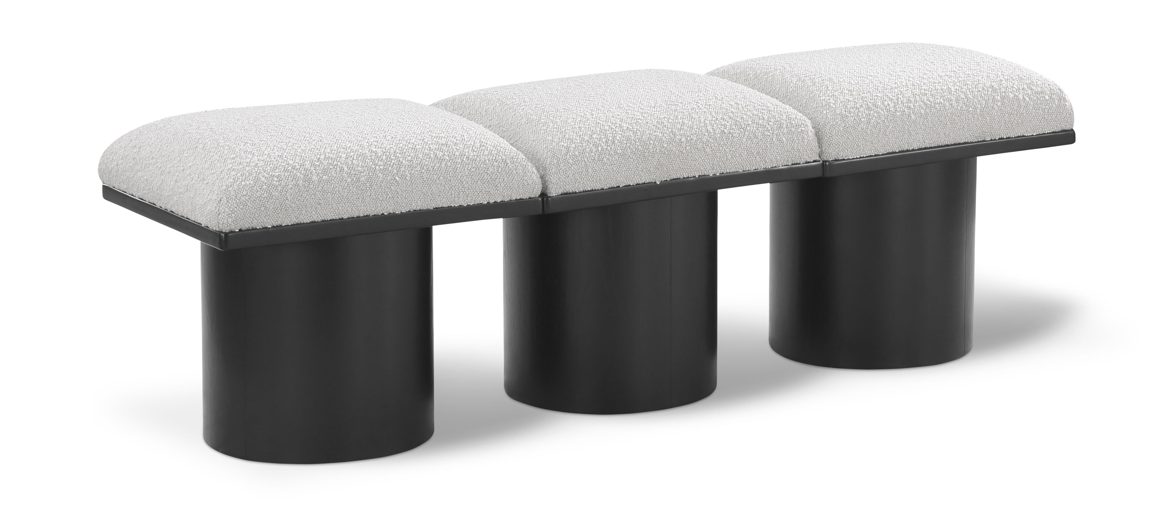 Pavilion - 54" 3 Piece Modular Bench With Black Base - Cream