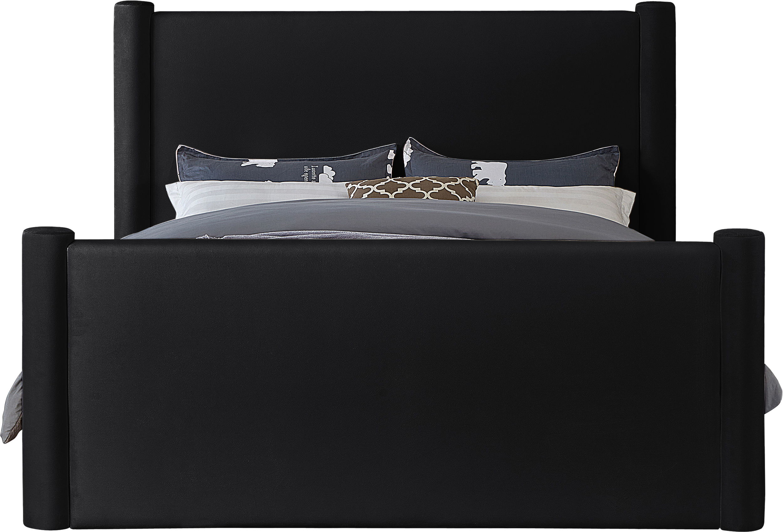Elias - Velvet Queen Bed - Black