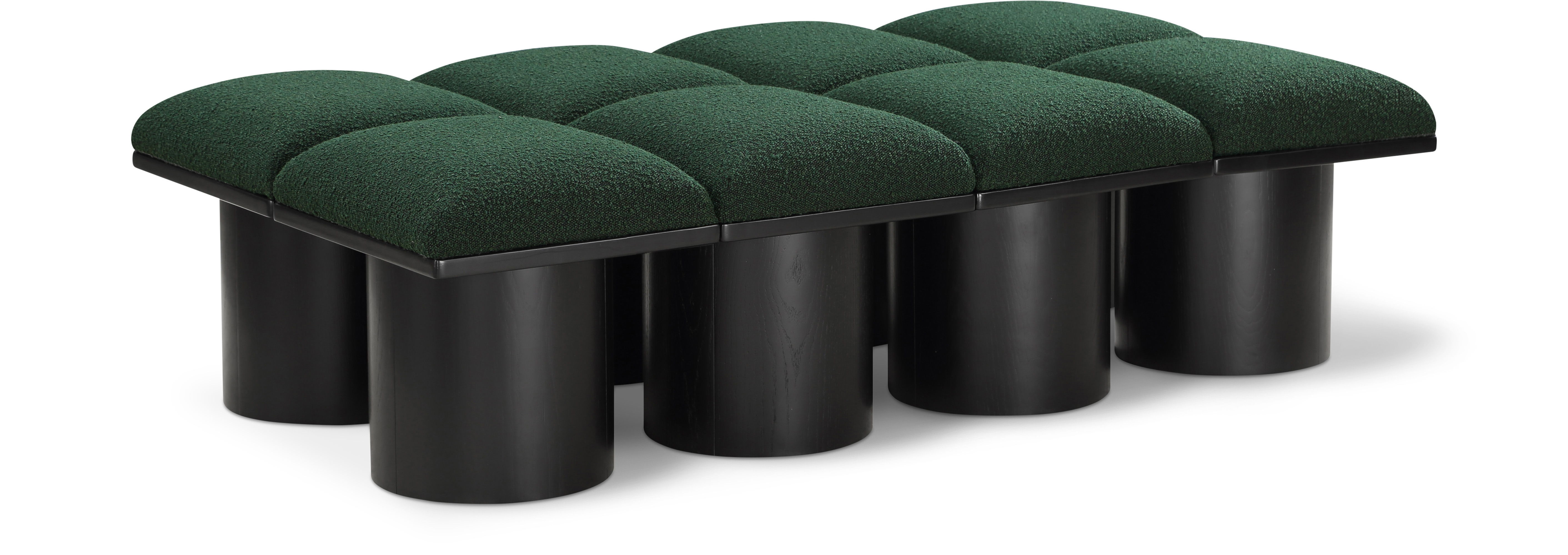 Pavilion - 62" 8 Piece Modular Bench With Black Base - Green