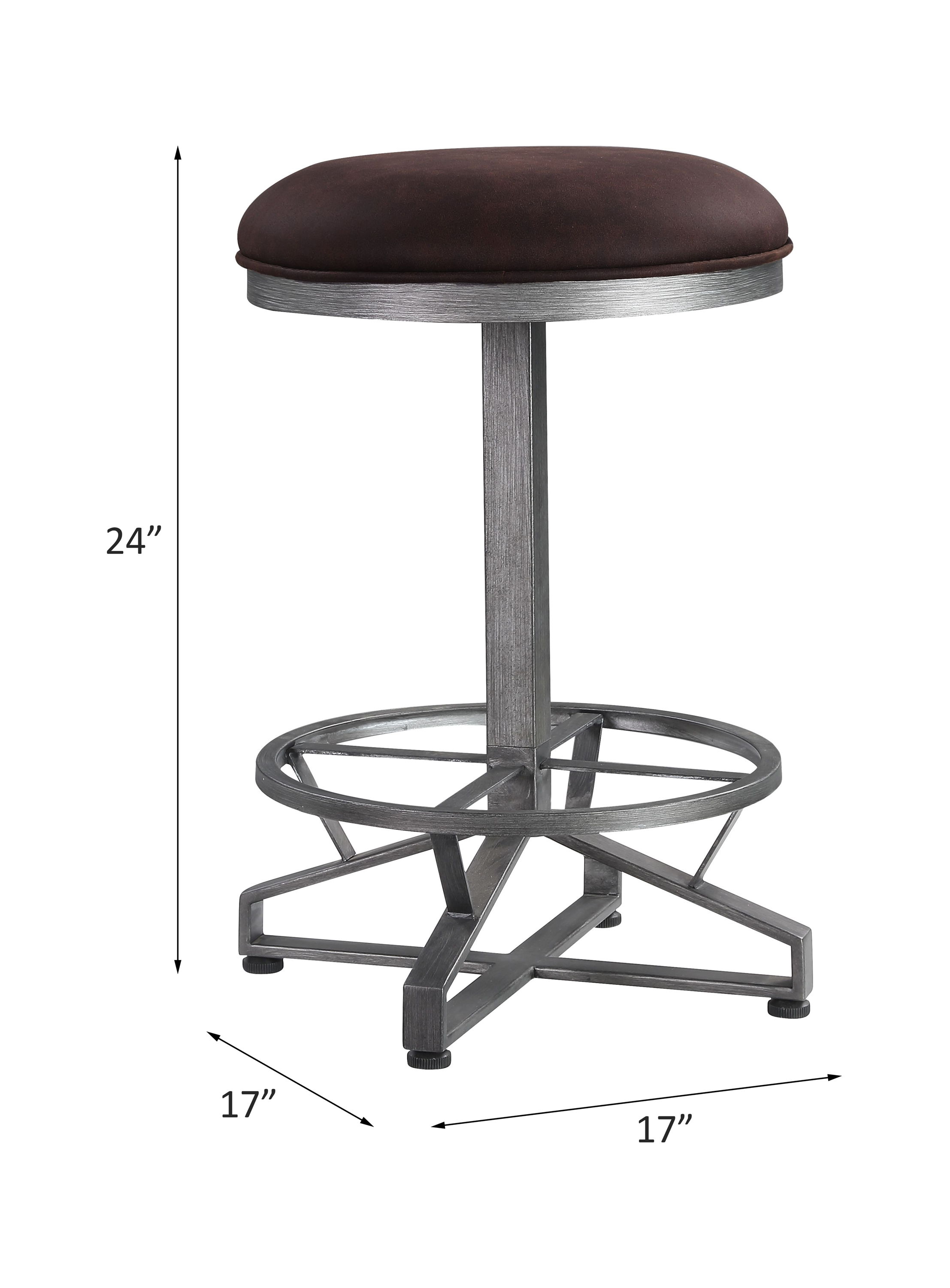 Evangeline - Counter Height Stool (Set of 2) - Rustic Brown Fabric & Black, dark brown, view 3