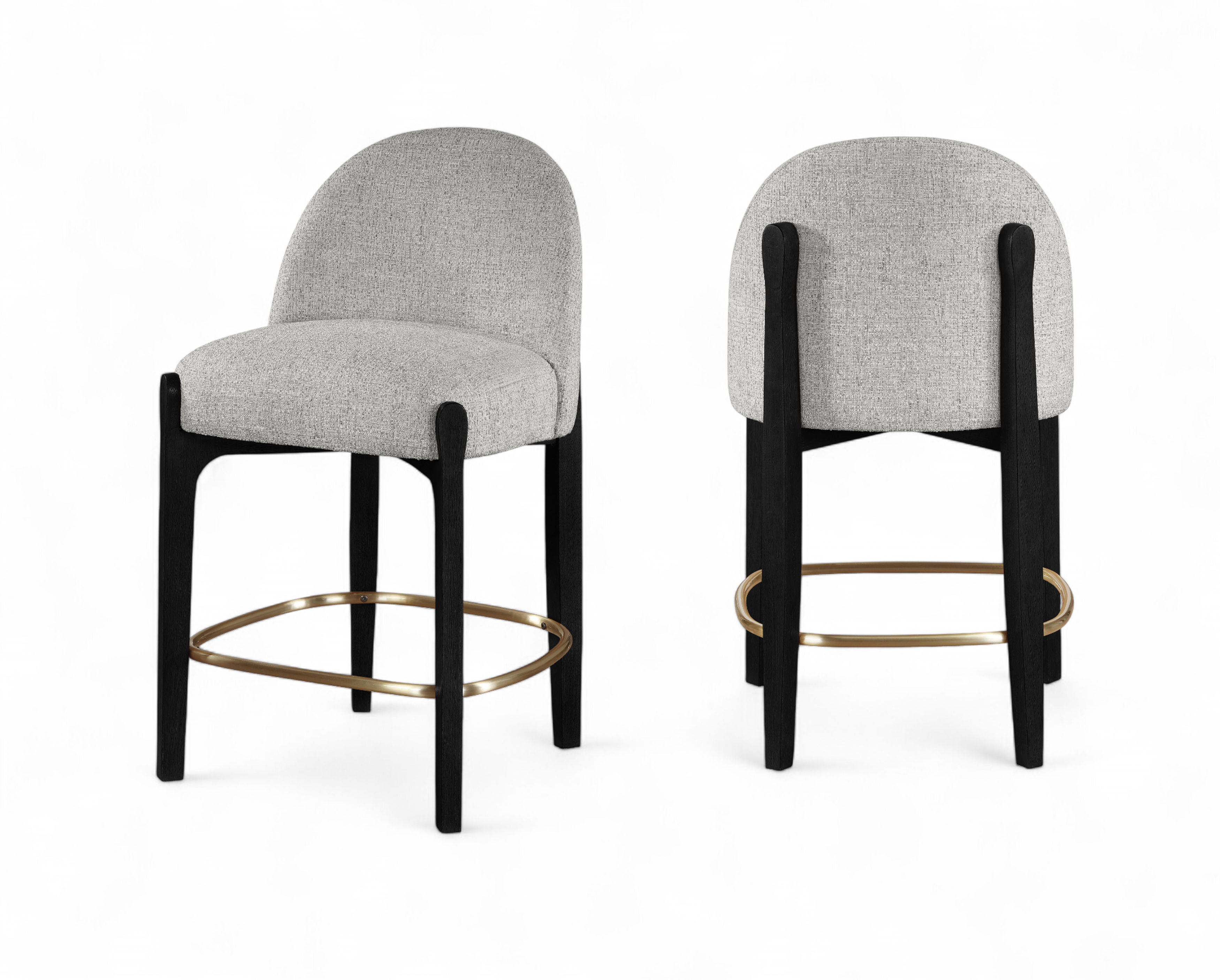 Torino - Fabric Upholstered Counter Stool (Set of 2) - Gray / Brushed Black
