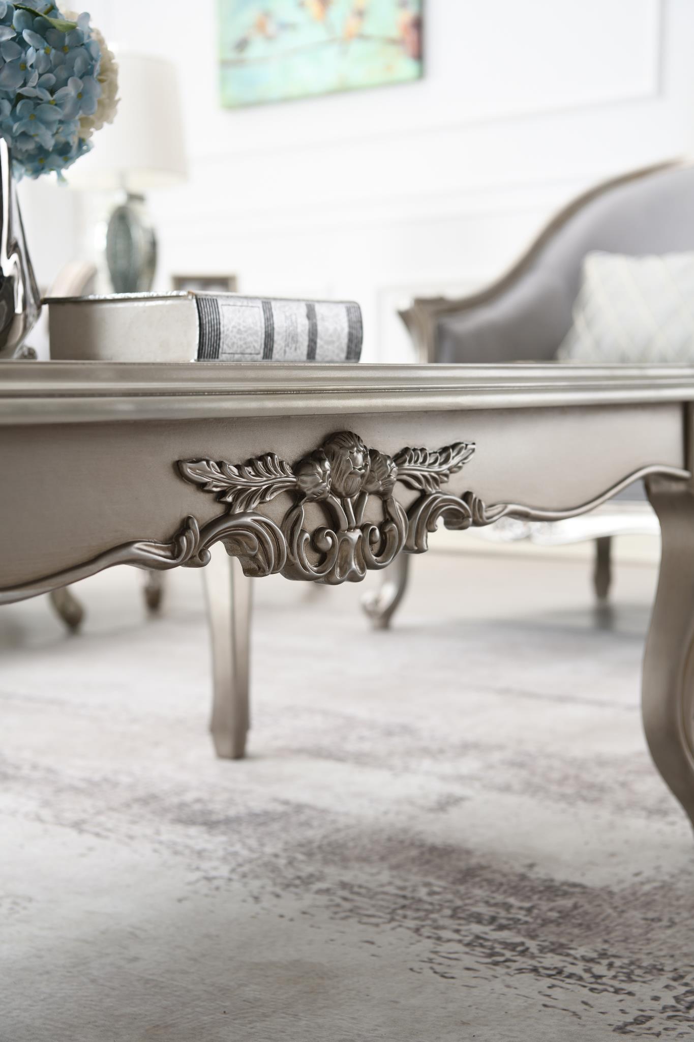T198 - Traditional End Table - Champagne Silver