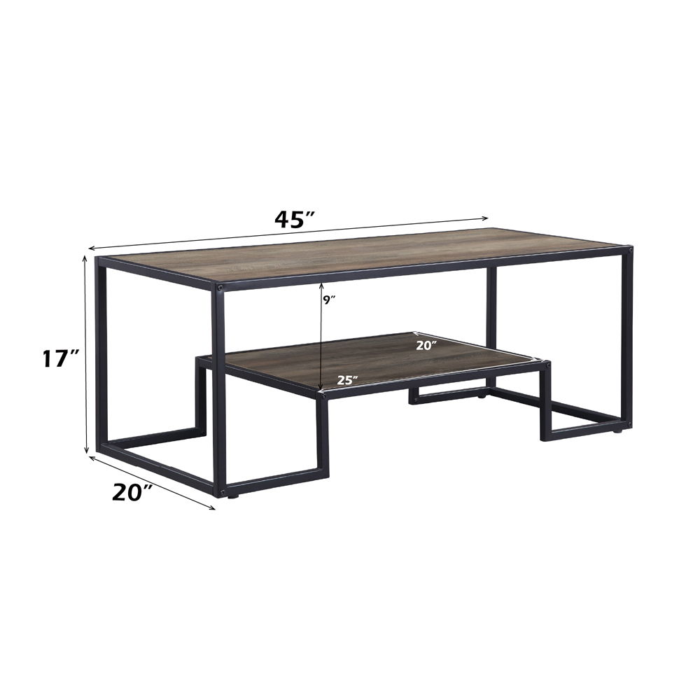 Idella - Coffee Table - Rustic Oak & Black, black, view 7