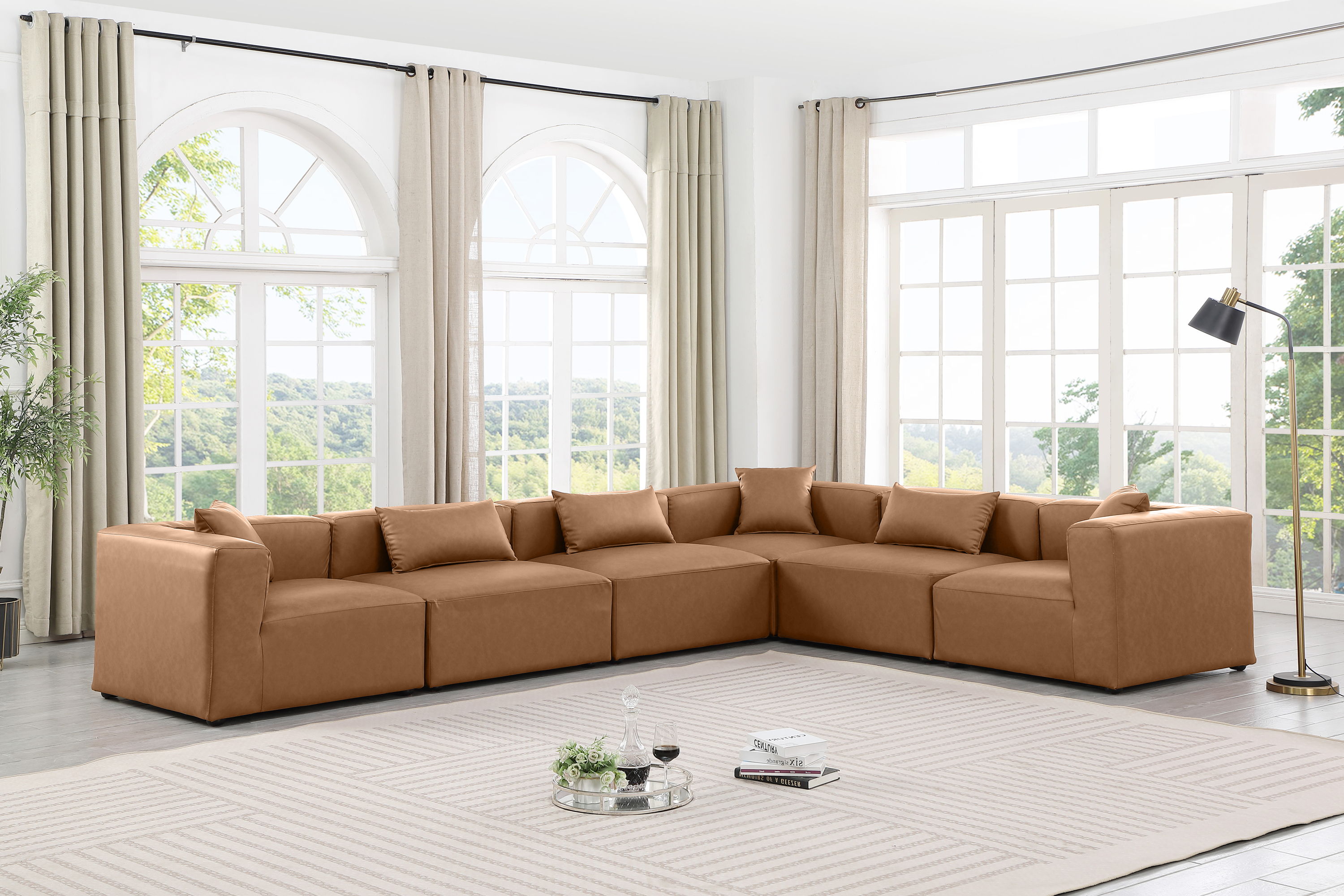 Cube - 6 Piece Modular Corner Sectional - Brown