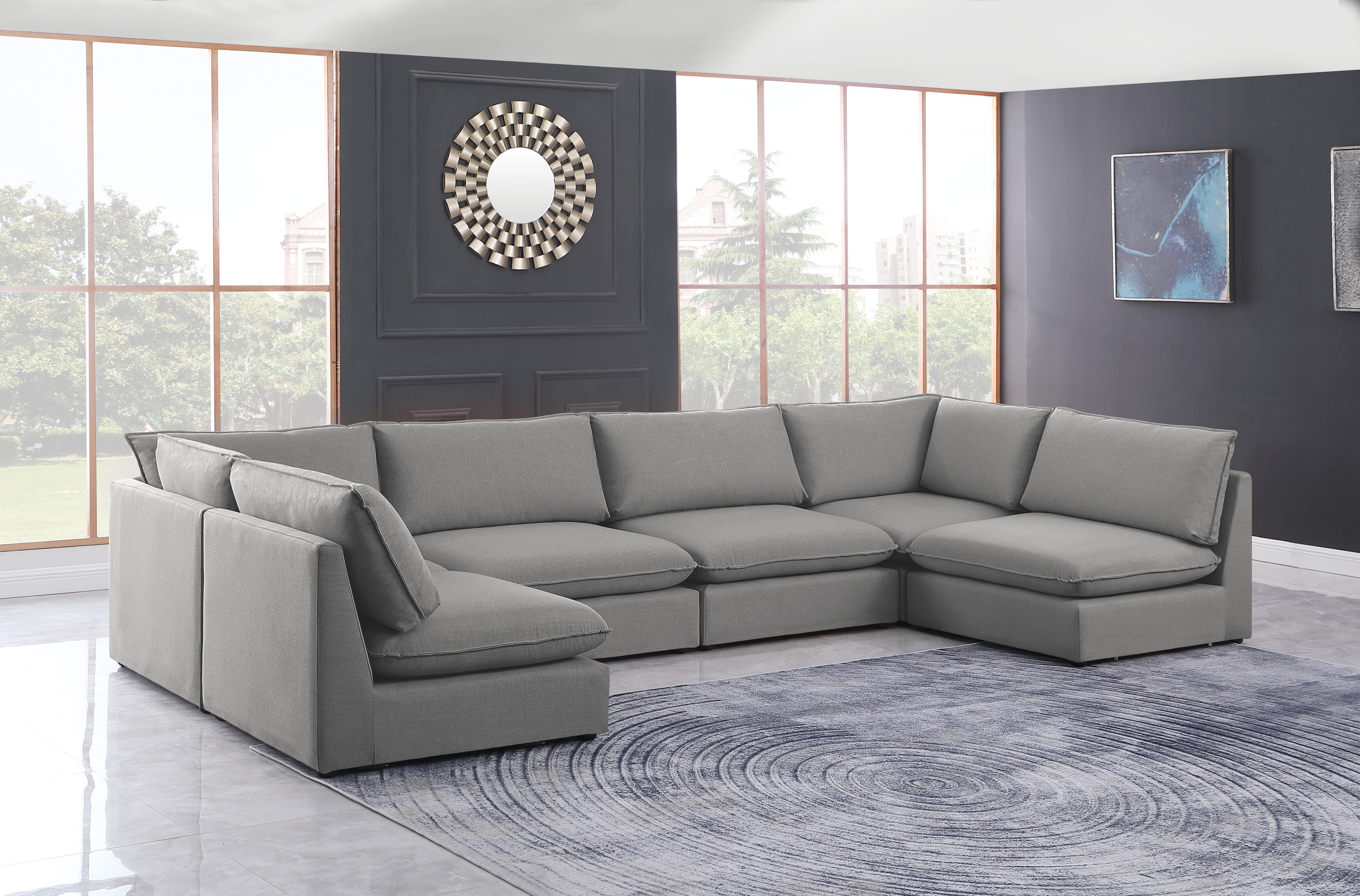Mackenzie - 6 Piece Modular U-Shaped Sectional - Gray
