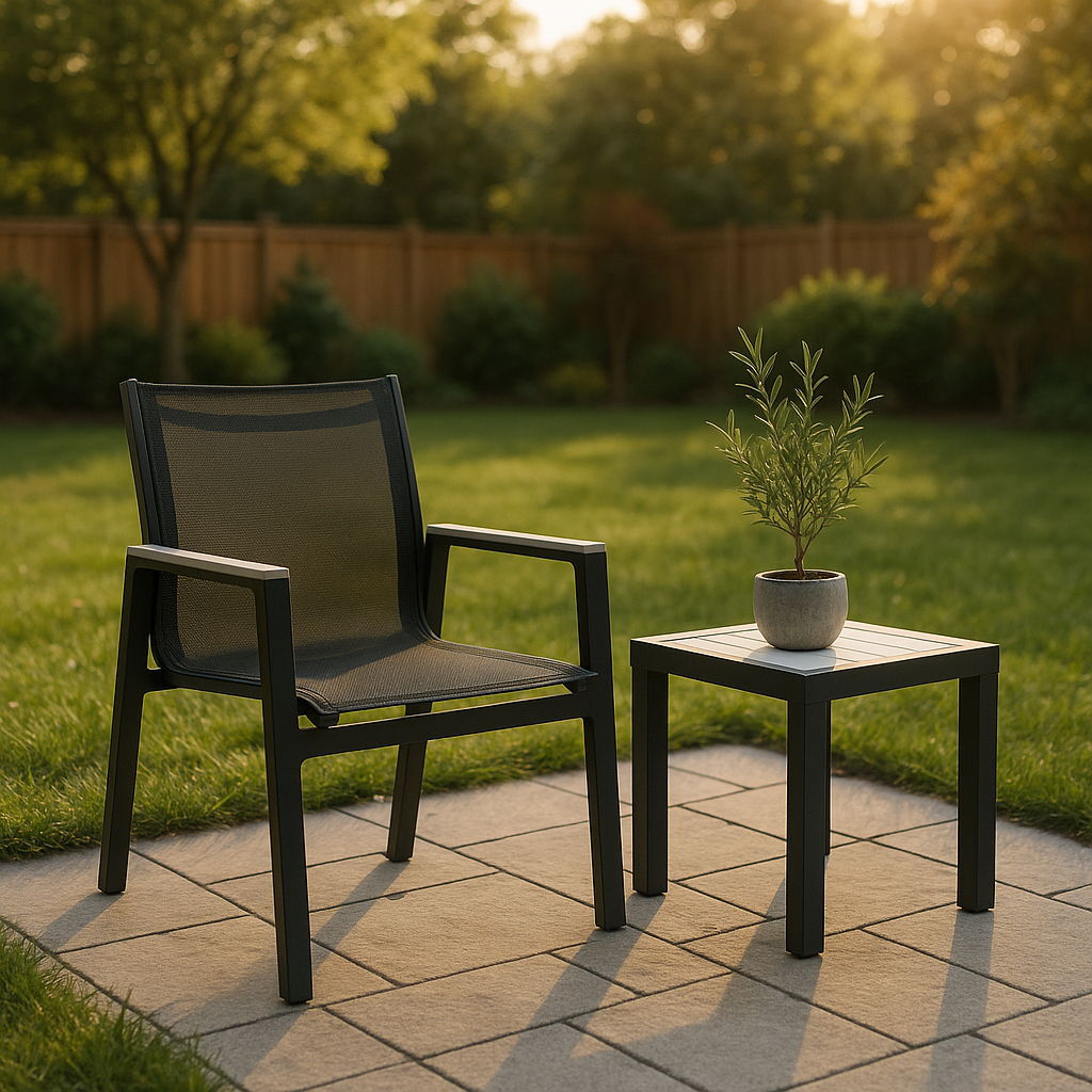 Nizuc - Outdoor Patio Dining Arm Chair With Gray Frame (Set of 2) - Black
