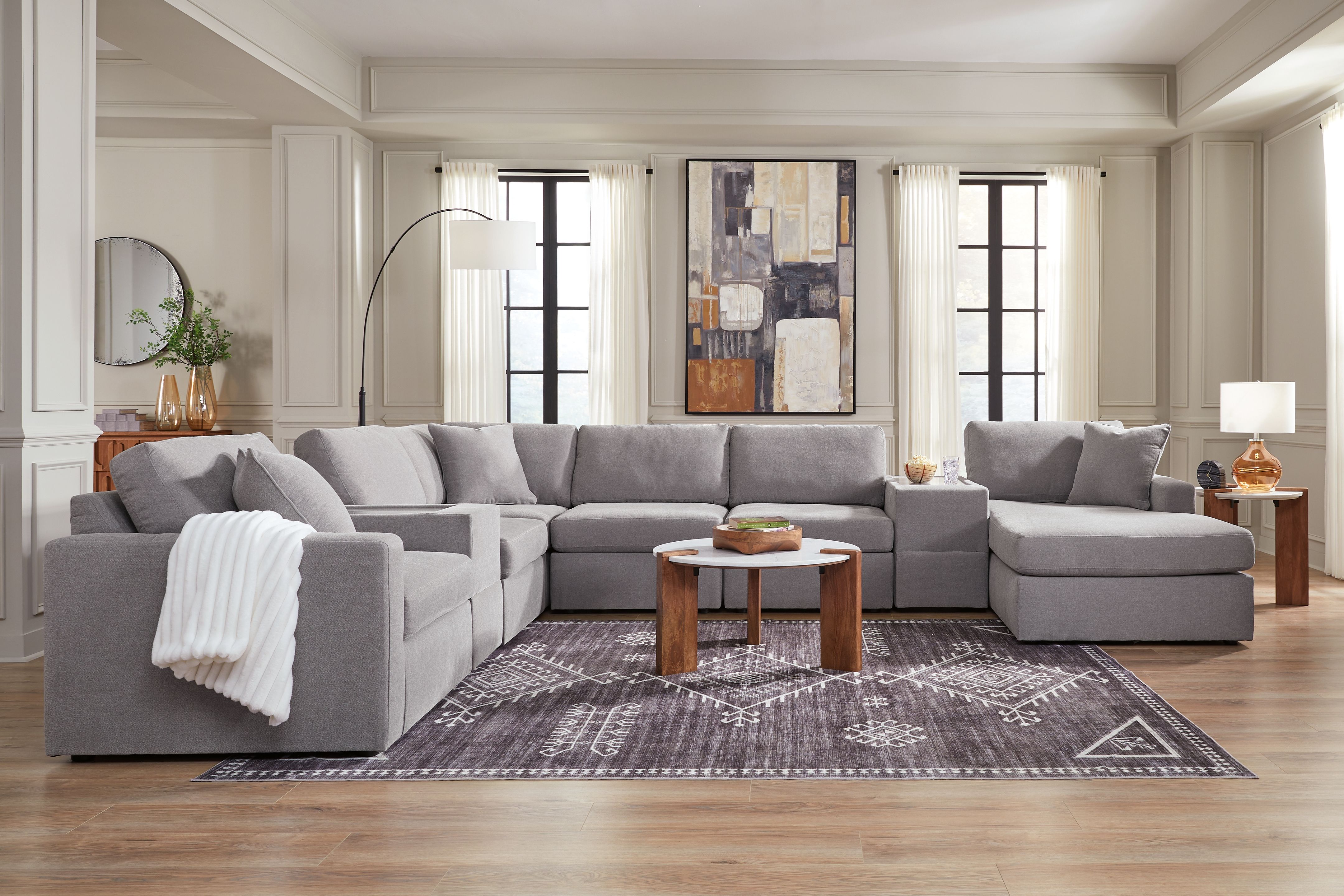 Ashley Furniture Modmax - 8-Piece Sectional With Raf Corner Chaise And 2 Storage Consoles - Granite - Image 4
