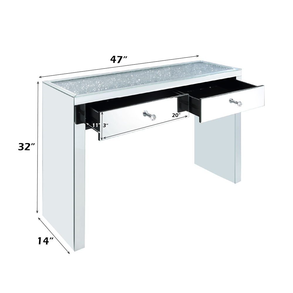 Noralie - 32"H Console Table - Mirrored & Faux Diamonds, silver, view 3