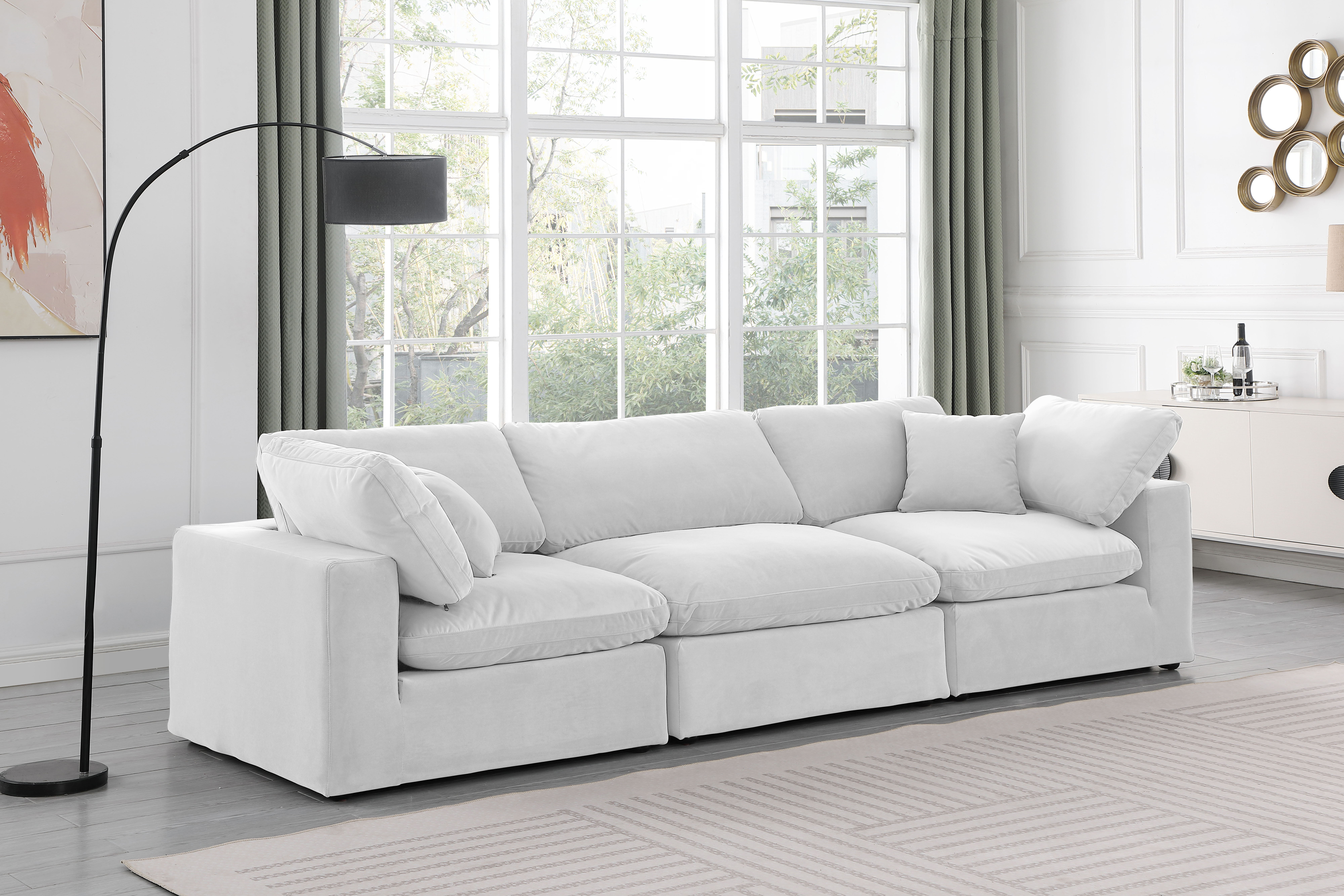 Comfy - Velvet Modular Sofa 3 Pieces - White