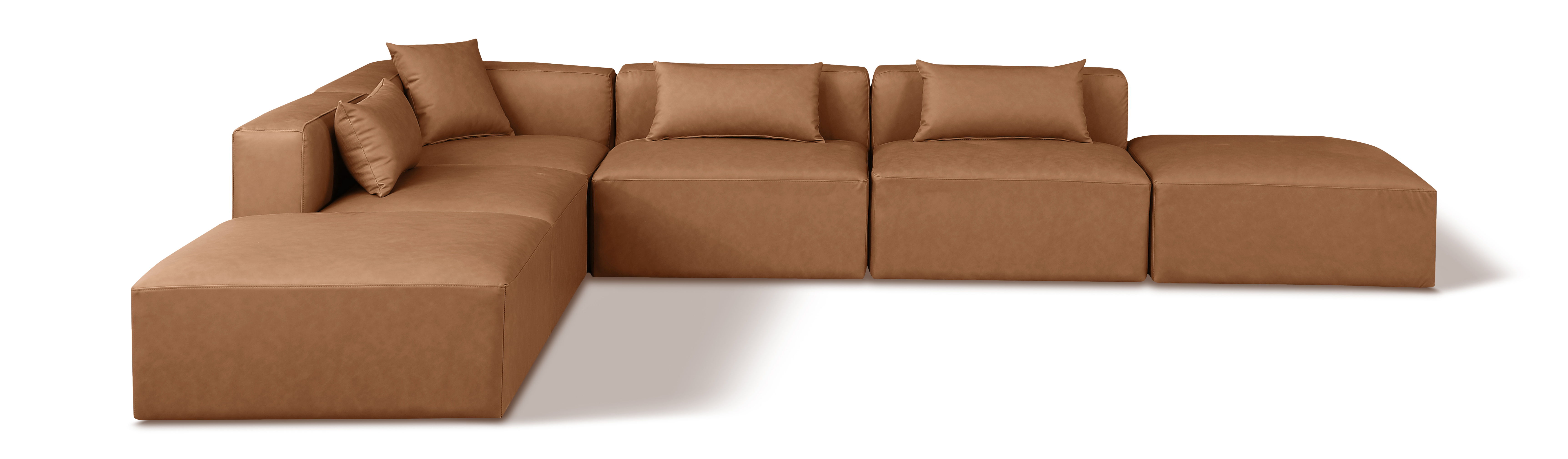 Cube - 6 Piece Modular Corner Armless Sectional - Brown