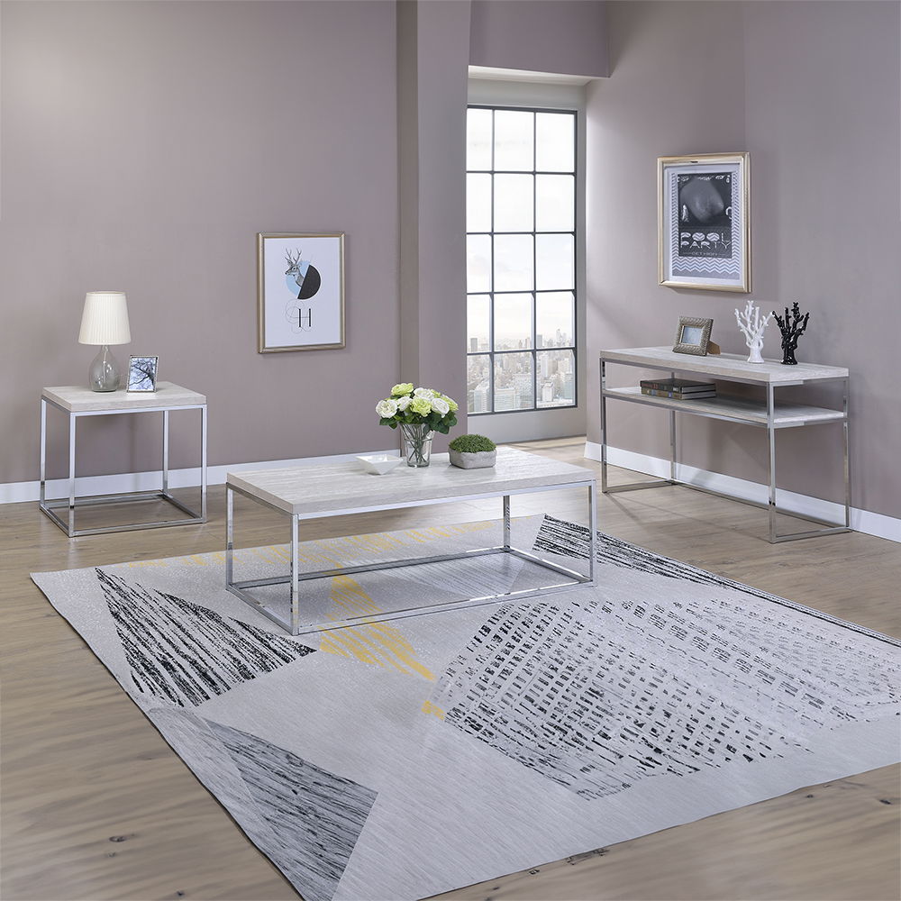Snyder - Coffee Table - Engineered Stone Top & Chrome, silver, view 7