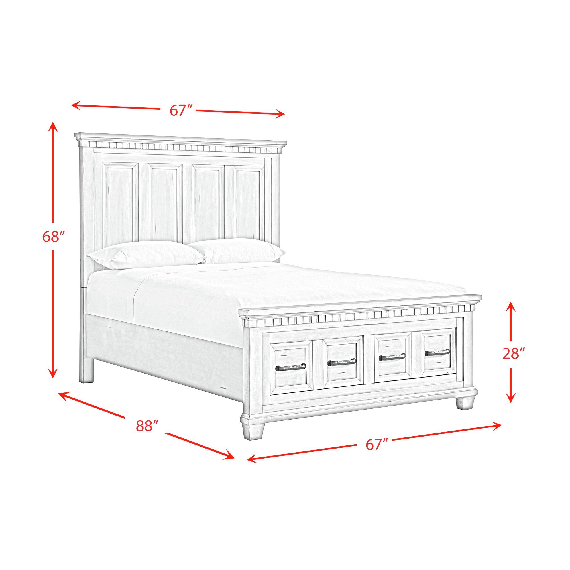 McCoy - Queen Storage 3 Piece Bedroom Set With 2 Nightstands - Antique White