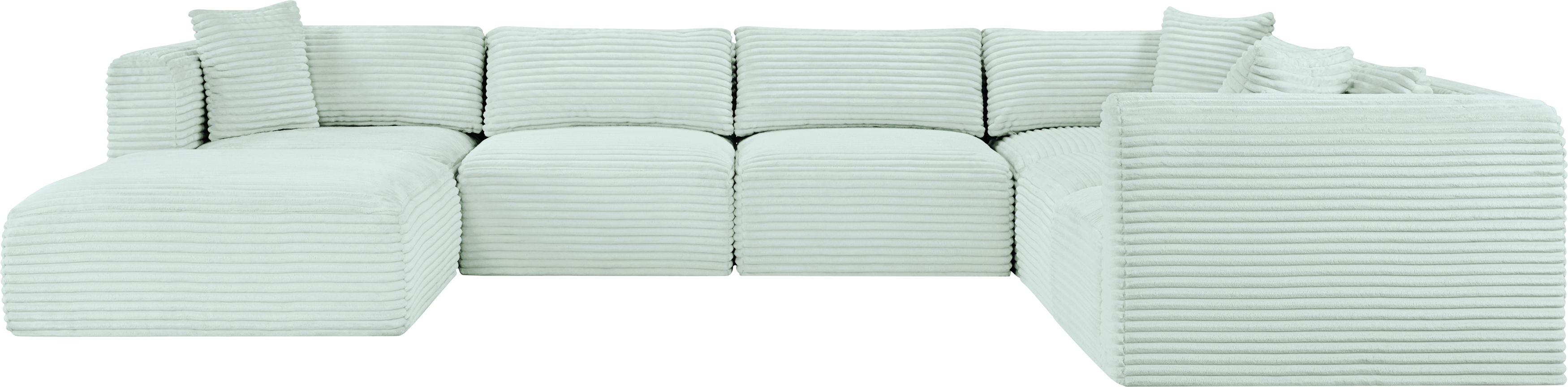Shaggy - 7 Piece Modular U-Shaped Sectional With Ottoman - Mint