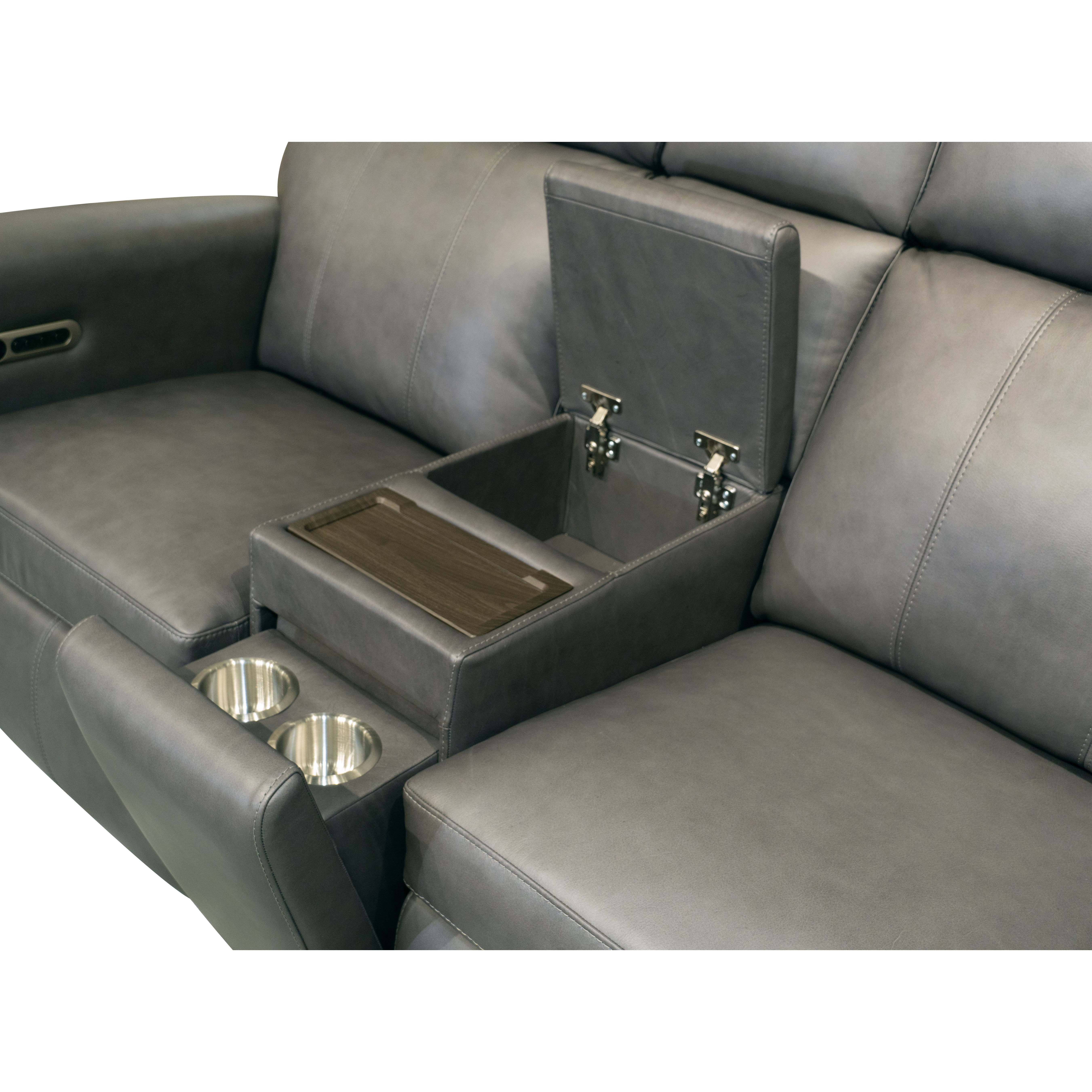 Wyatt - Power Reclining Loveseat With Console & Power Headrests & Lumbar - Gunmetal, dark gray, view 5