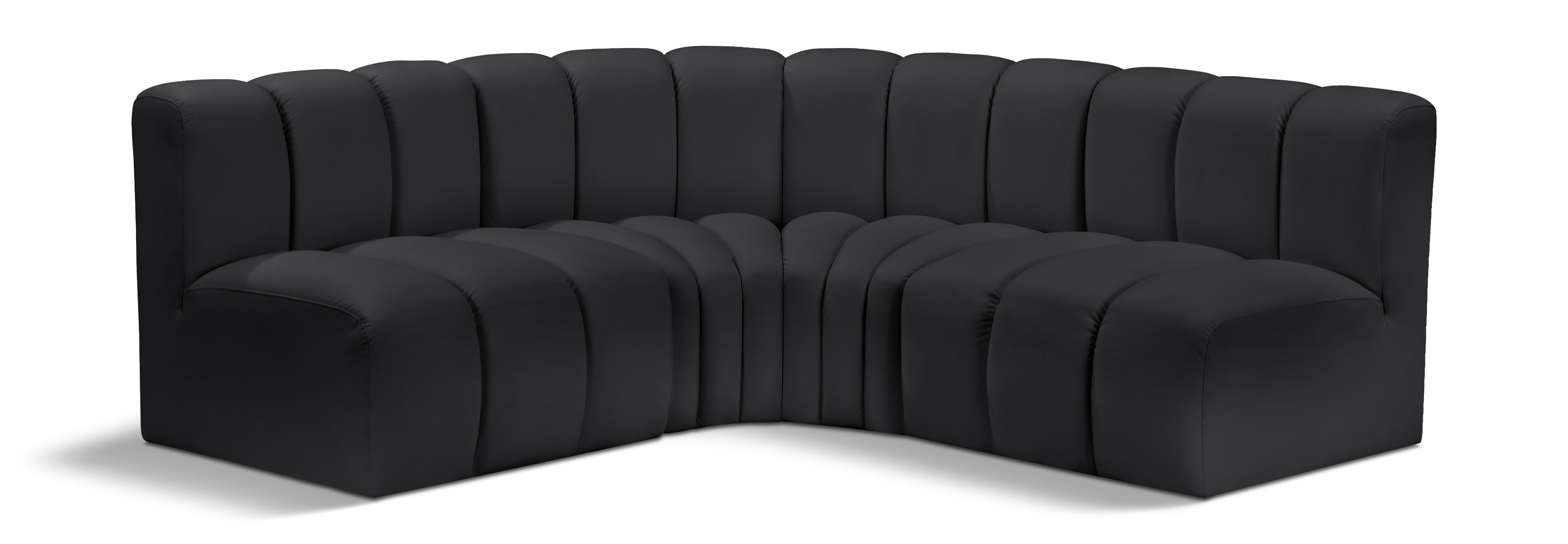 Arc - Faux Leather 4 Piece Corner Modular Sofa - Black