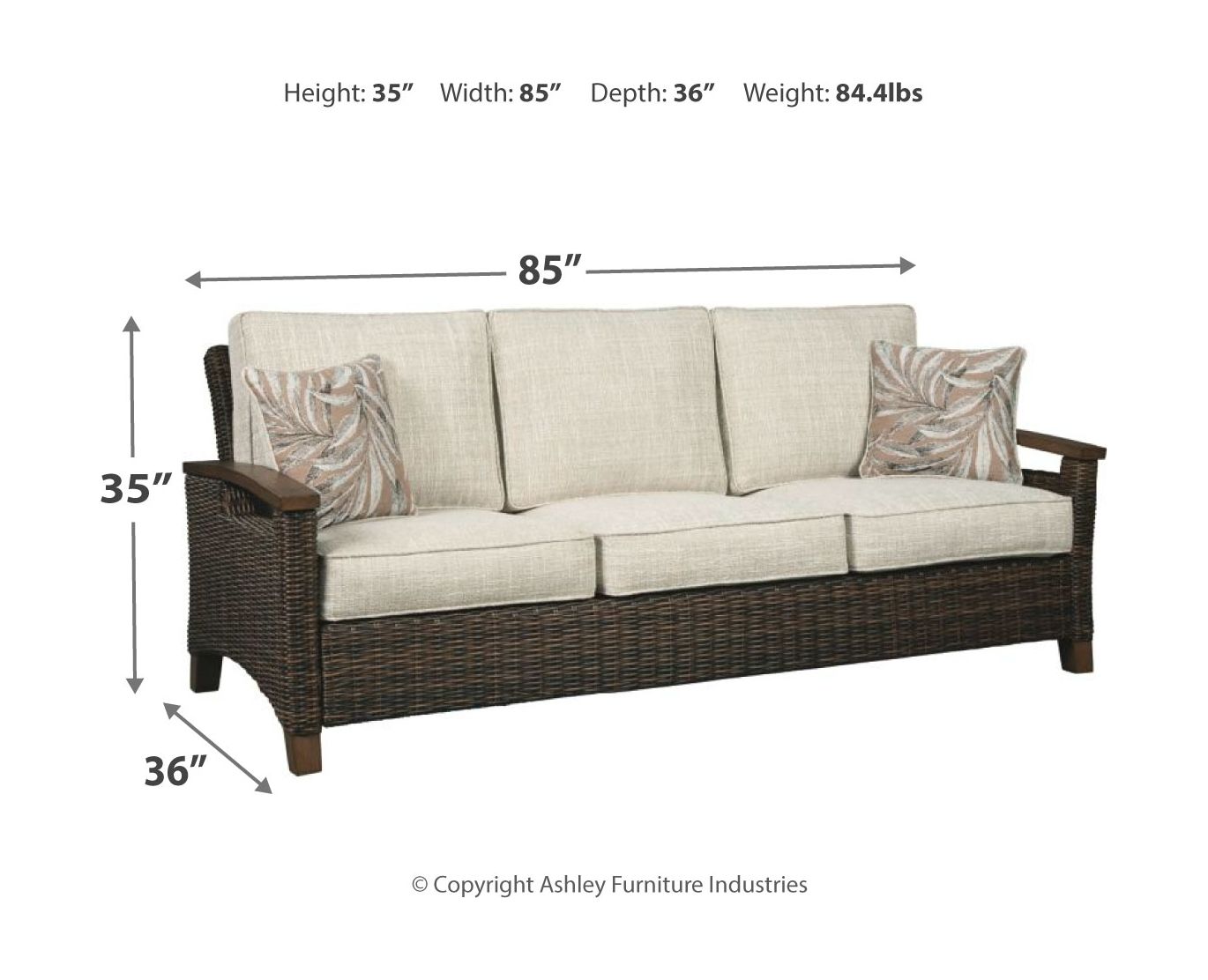 Ashley Furniture Paradise Trail - 3 Pc. - Lounge Set - Medium Brown - Image 7