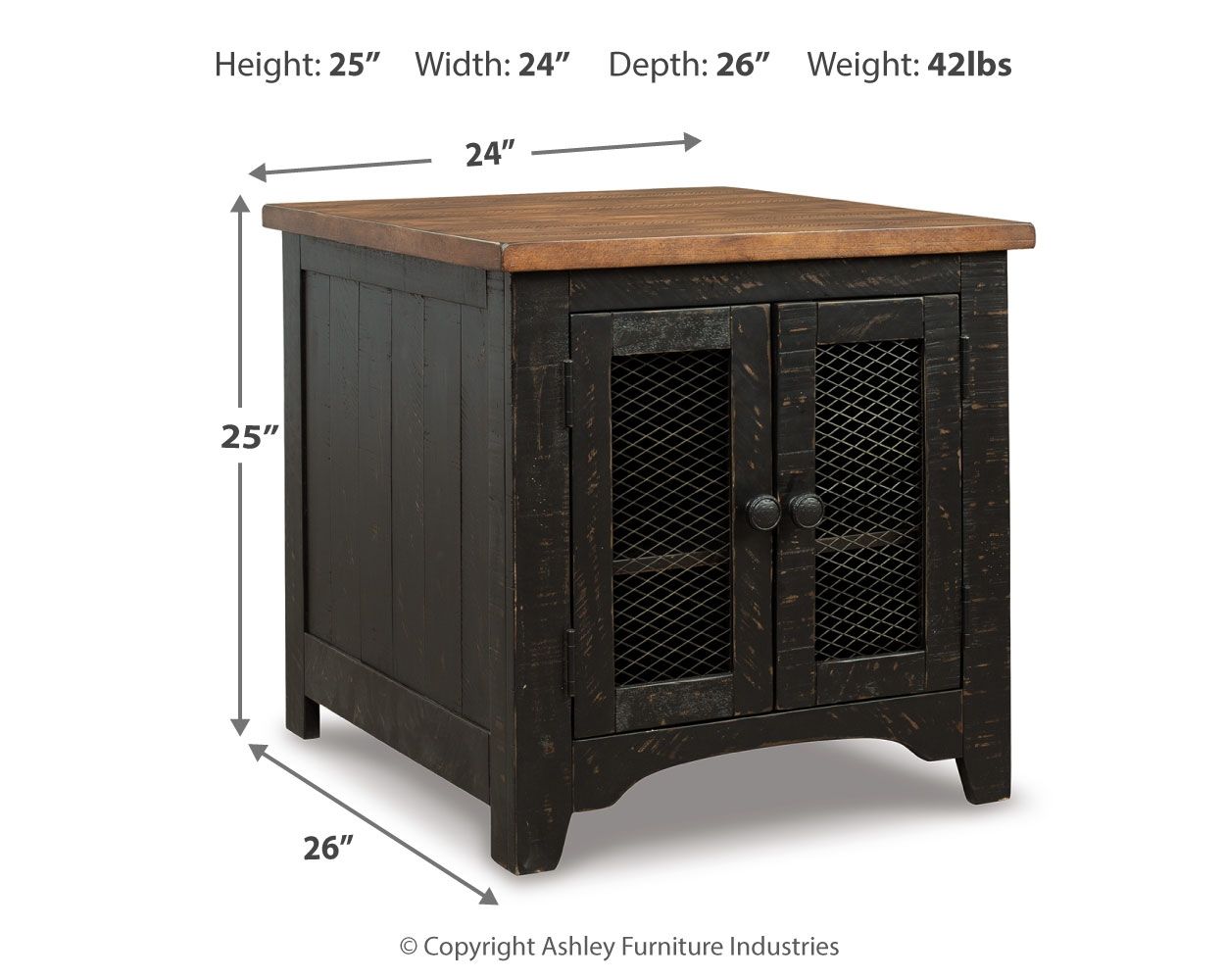 Ashley Furniture Valebeck - Rectangular End Table - Black / Brown - Image 4