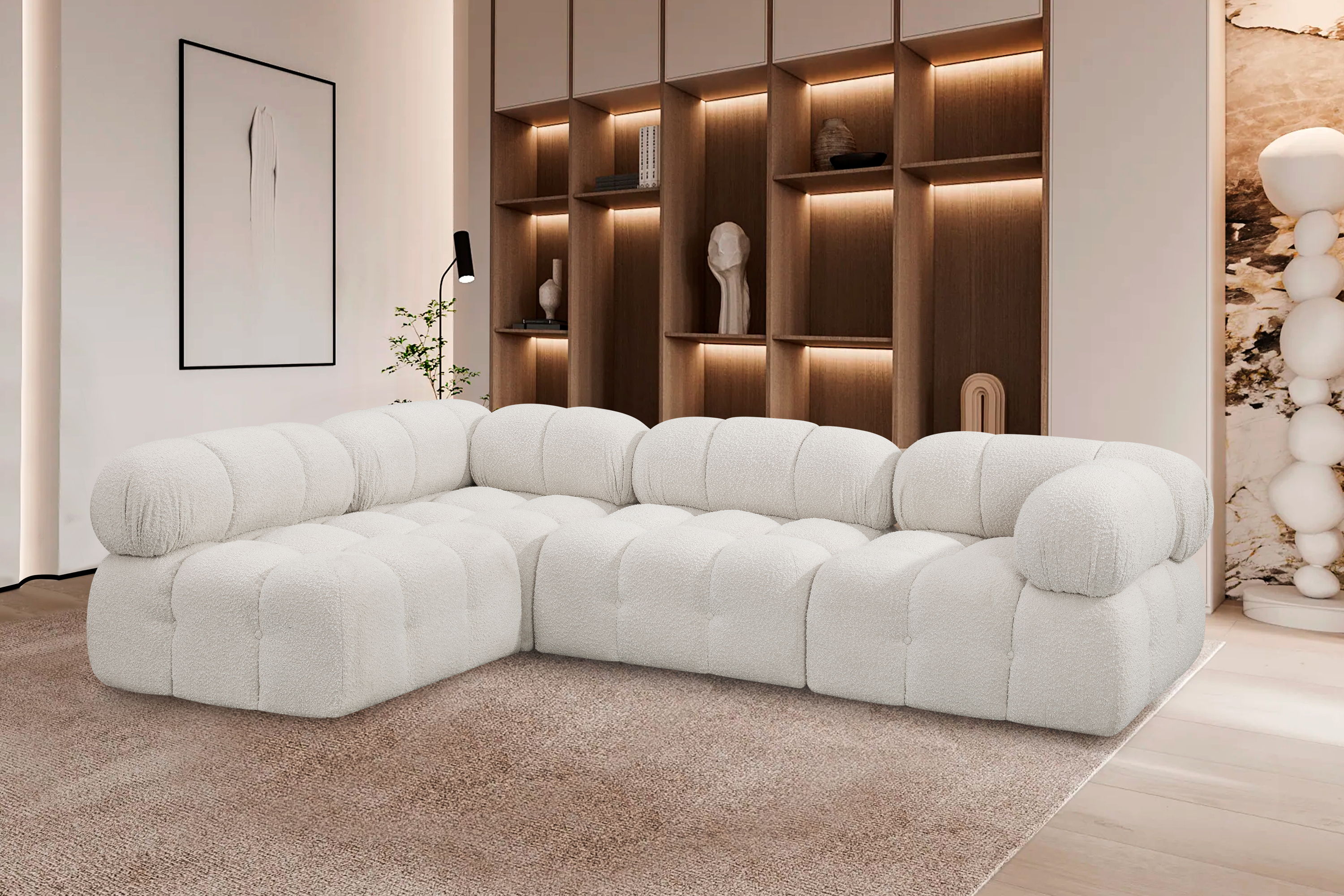 Ames - 4 Piece Modular Sectional - Cream