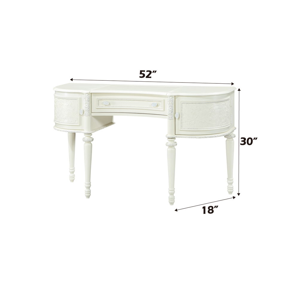 Dorothy - Vanity Desk & Mirror - Ivory, white, view 6