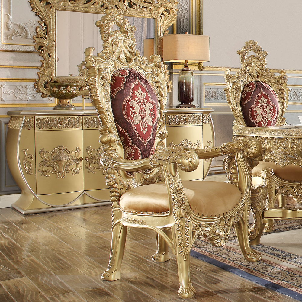 Bernadette - Arm Chair (Set of 2) - Pattern Fabric & Gold, gold, view 2