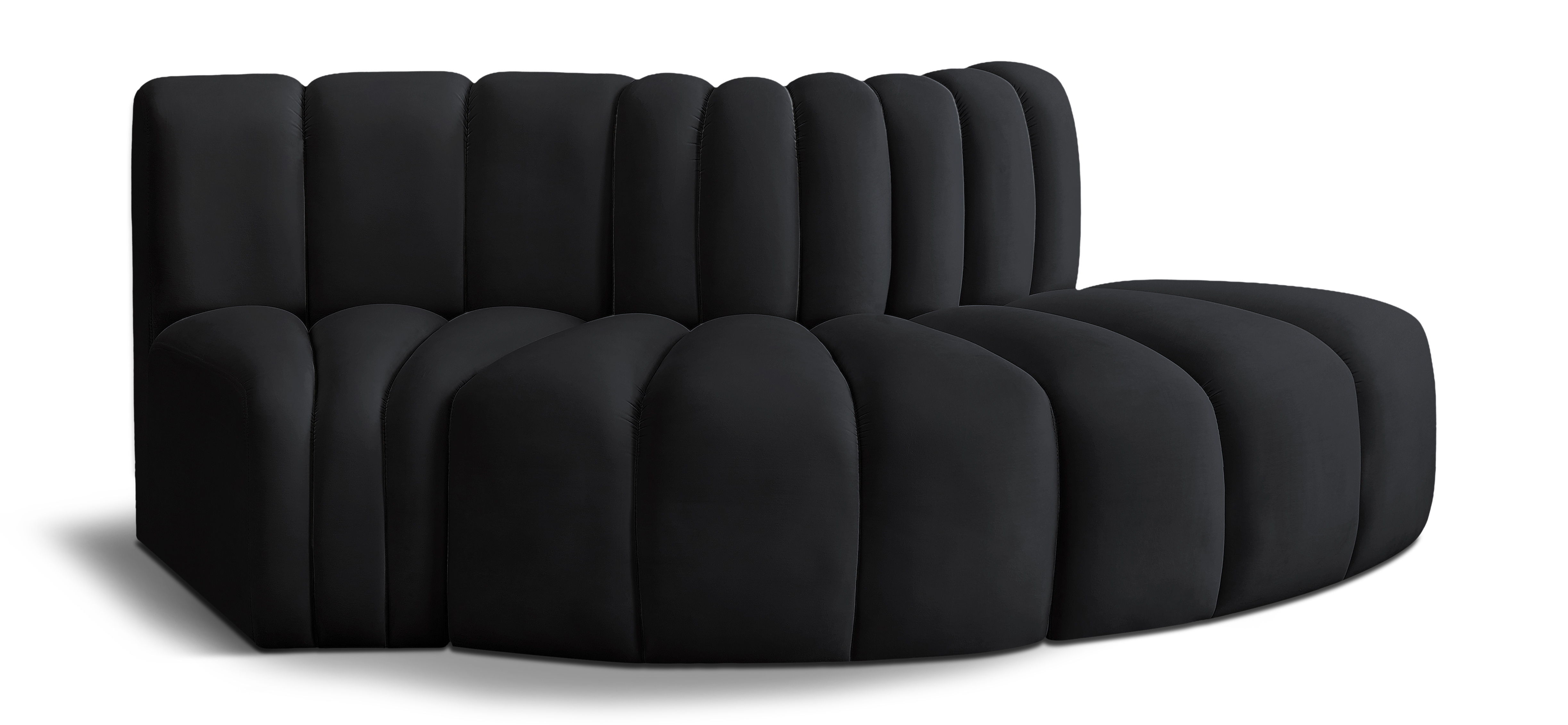 Arc - Velvet 3 Piece Modular Sofa - Black