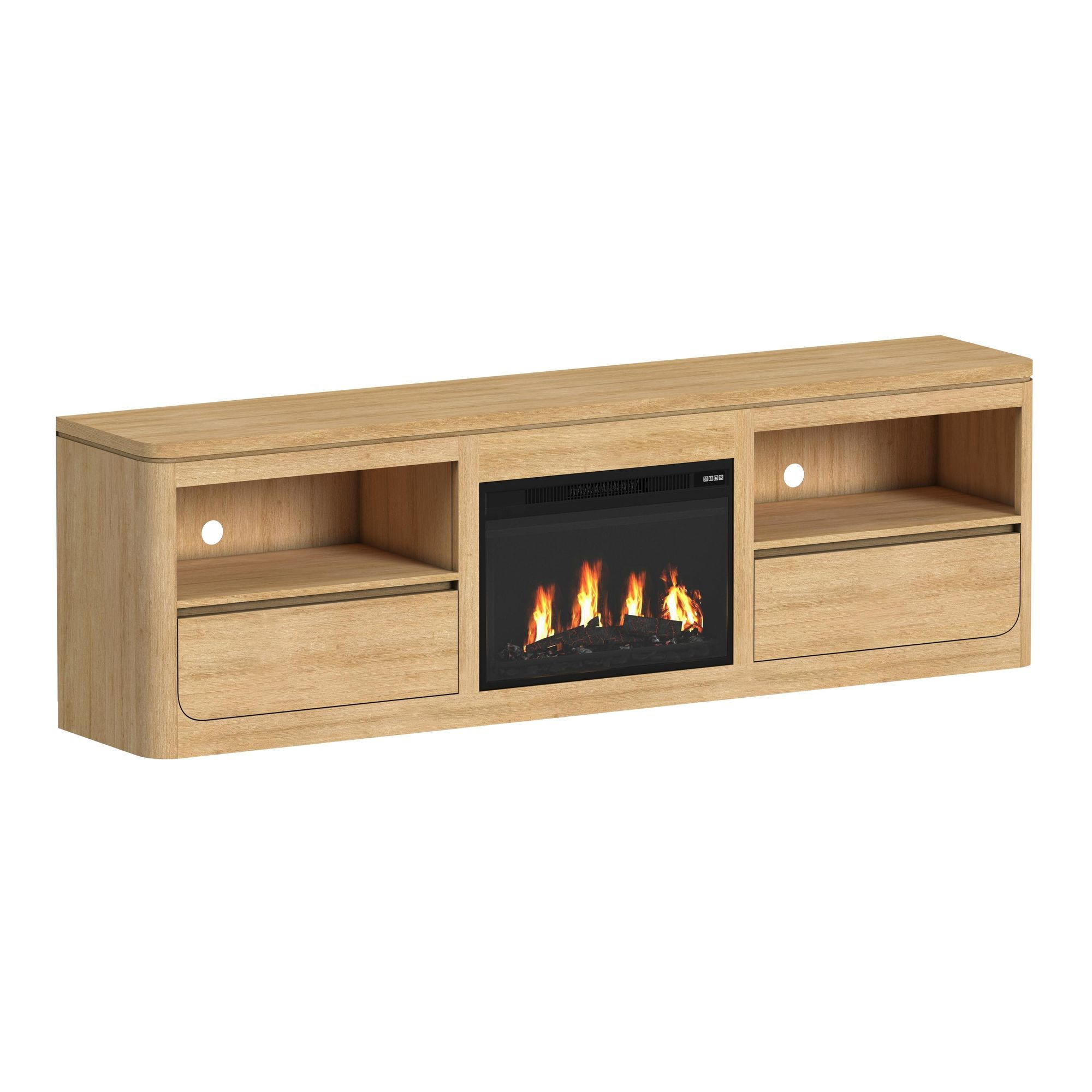 Rosalie - 82" TV Console With Fireplace Insert - Natural