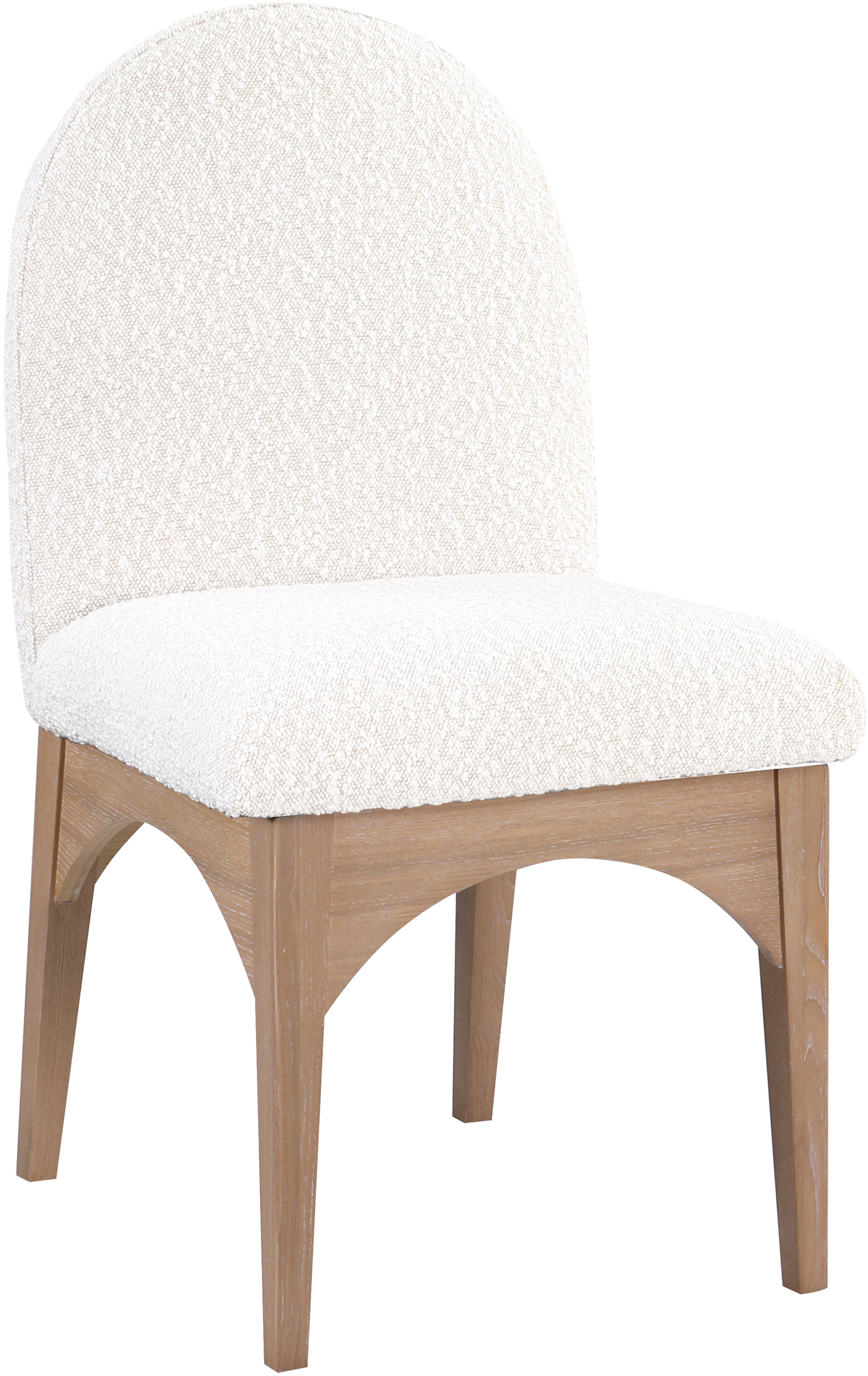 Waldorf - Boucle Dining Side Chair With Natural Legs - Cream