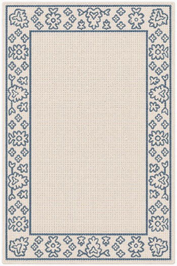 Desbrook – Indoor/Outdoor 5′ x 7′ Rug – Ivory / Blue