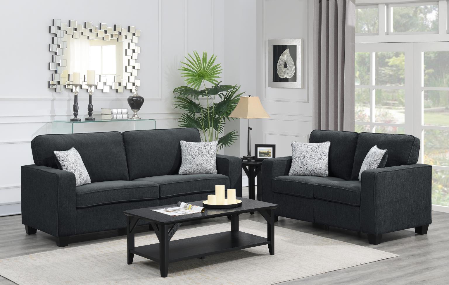 U510 - 2 Piece Living Room Set (Sofa & Loveseat) - Dark Gray
