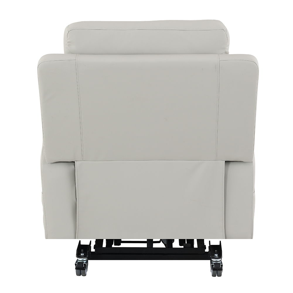 Marsha - Power Recliner With Lift & Massage - Light Gray Leather, light gray, view 4
