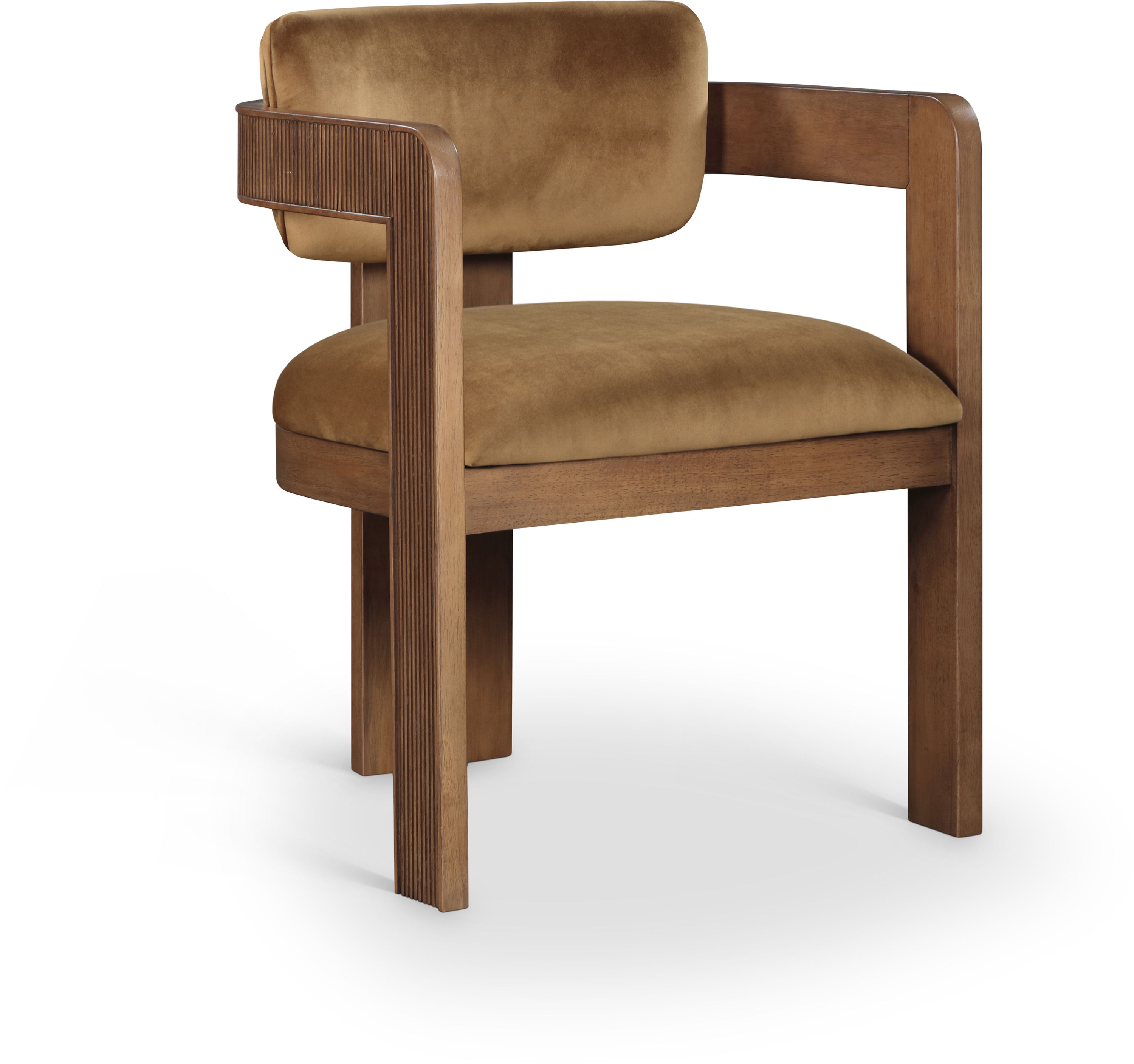 Sacha - Velvet Dining Chair With Brown Base (Set of 2) - Saddle