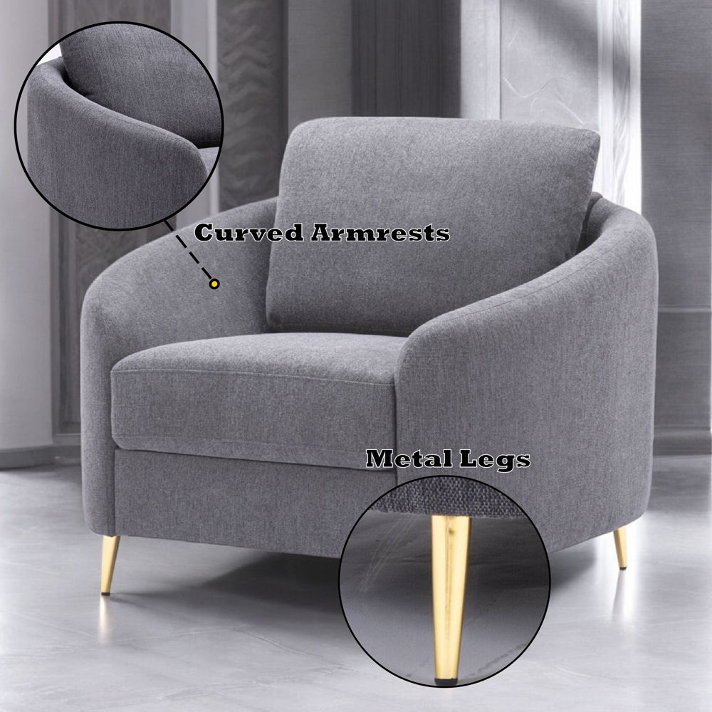 Yuina - Chair - Gray Linen, dark gray, view 7