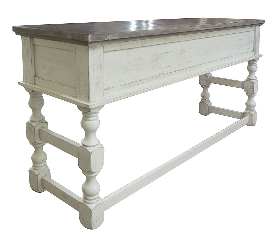 International Furniture Direct Stone - Sofa Table With Shelf - Antiqued Ivory / Weathered Gray