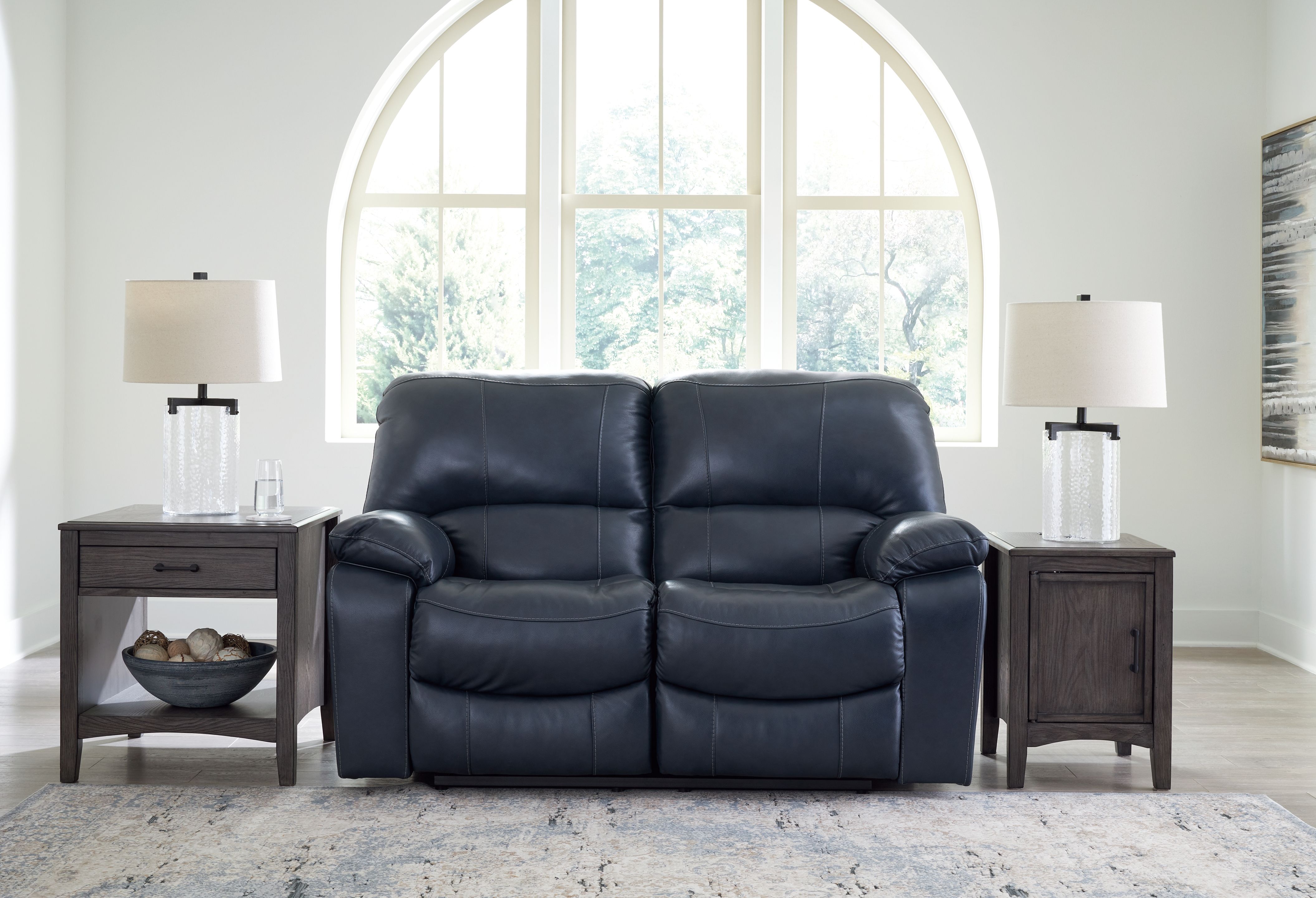 Ashley Furniture Leesworth - 3 Pc. - Power Reclining Sofa, Power Reclining Loveseat, Power Rocker Recliner - Ocean - Image 6