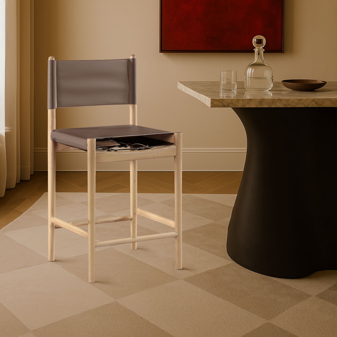 Rawlins - Vegan Leather Counter Stool - Brown