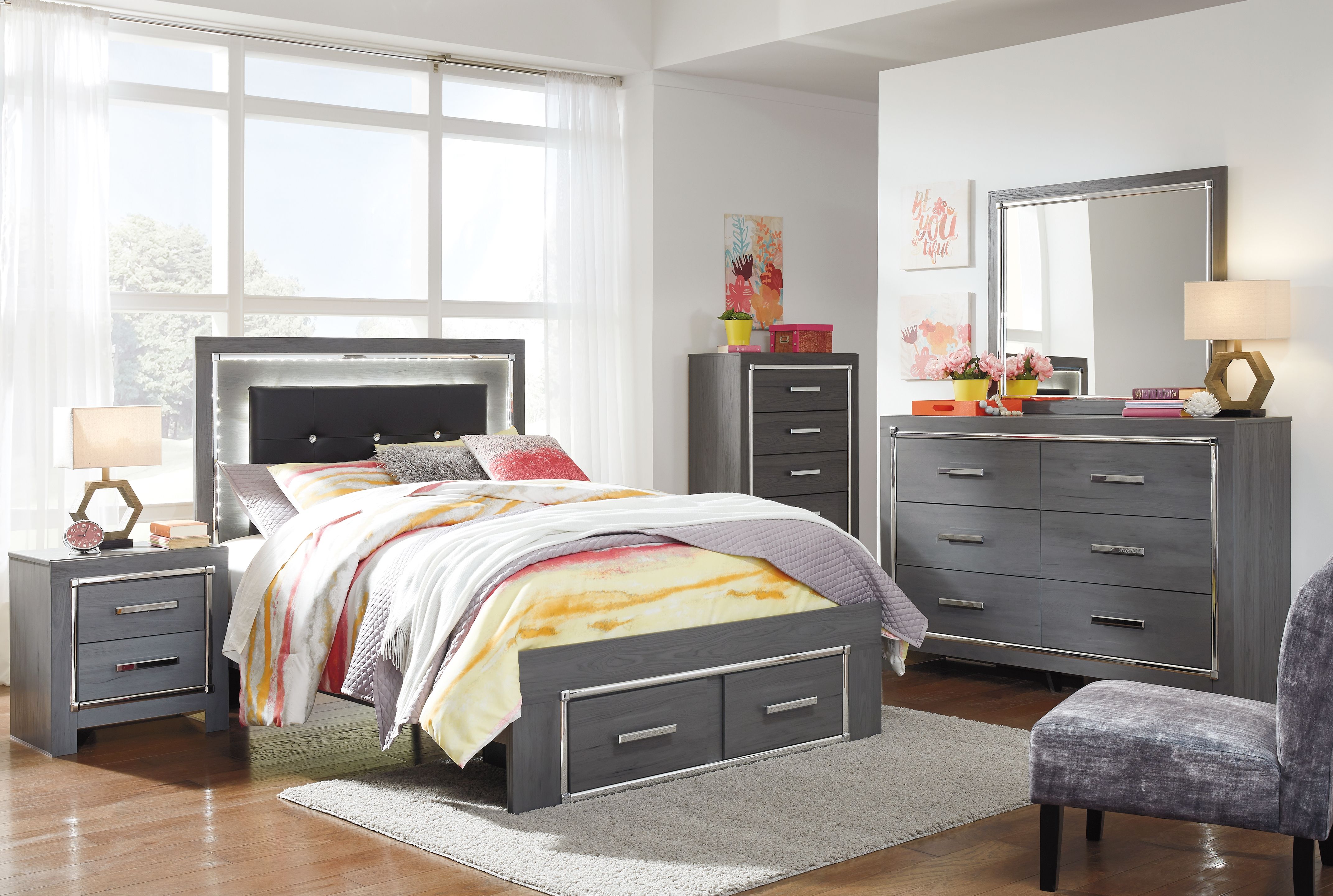 Full · 5 Pc · Dresser, Mirror, Full Panel Bed with 2 Storage Drawers