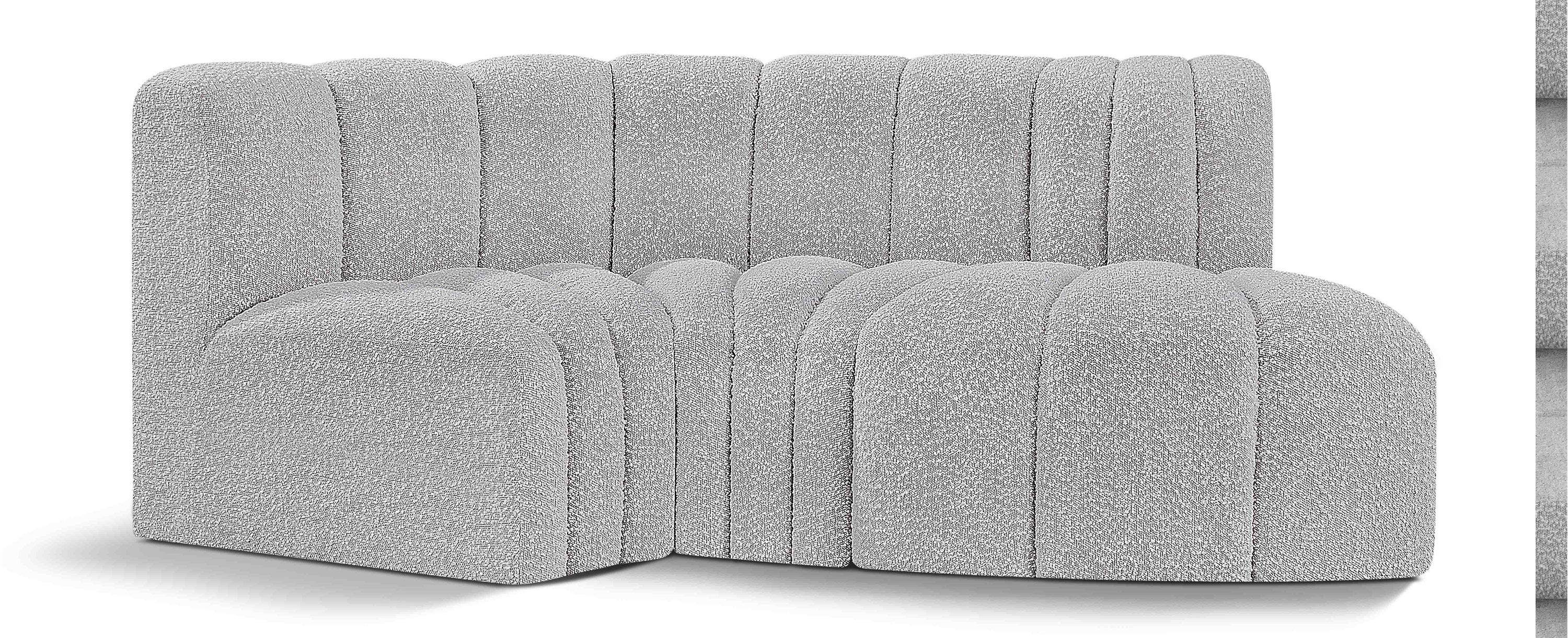 Arc - Boucle Fabric 3 Piece Modular L-Shaped Sofa - Gray
