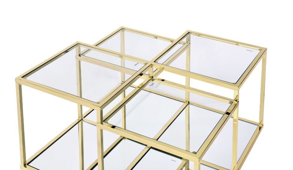 Uchenna - Coffee Table - Clear Glass & Gold, gold, view 4