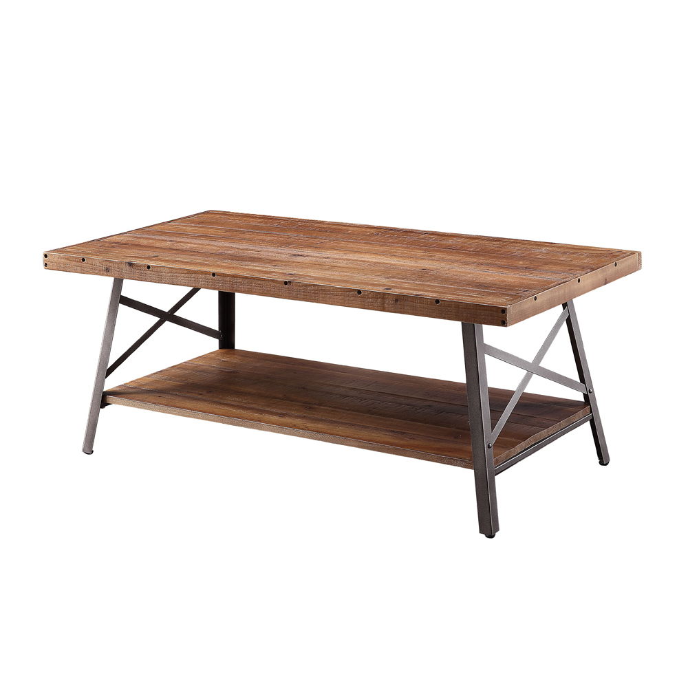 Ikram - Coffee Table - Weathered Oak & Sandy Black, light brown, view 2