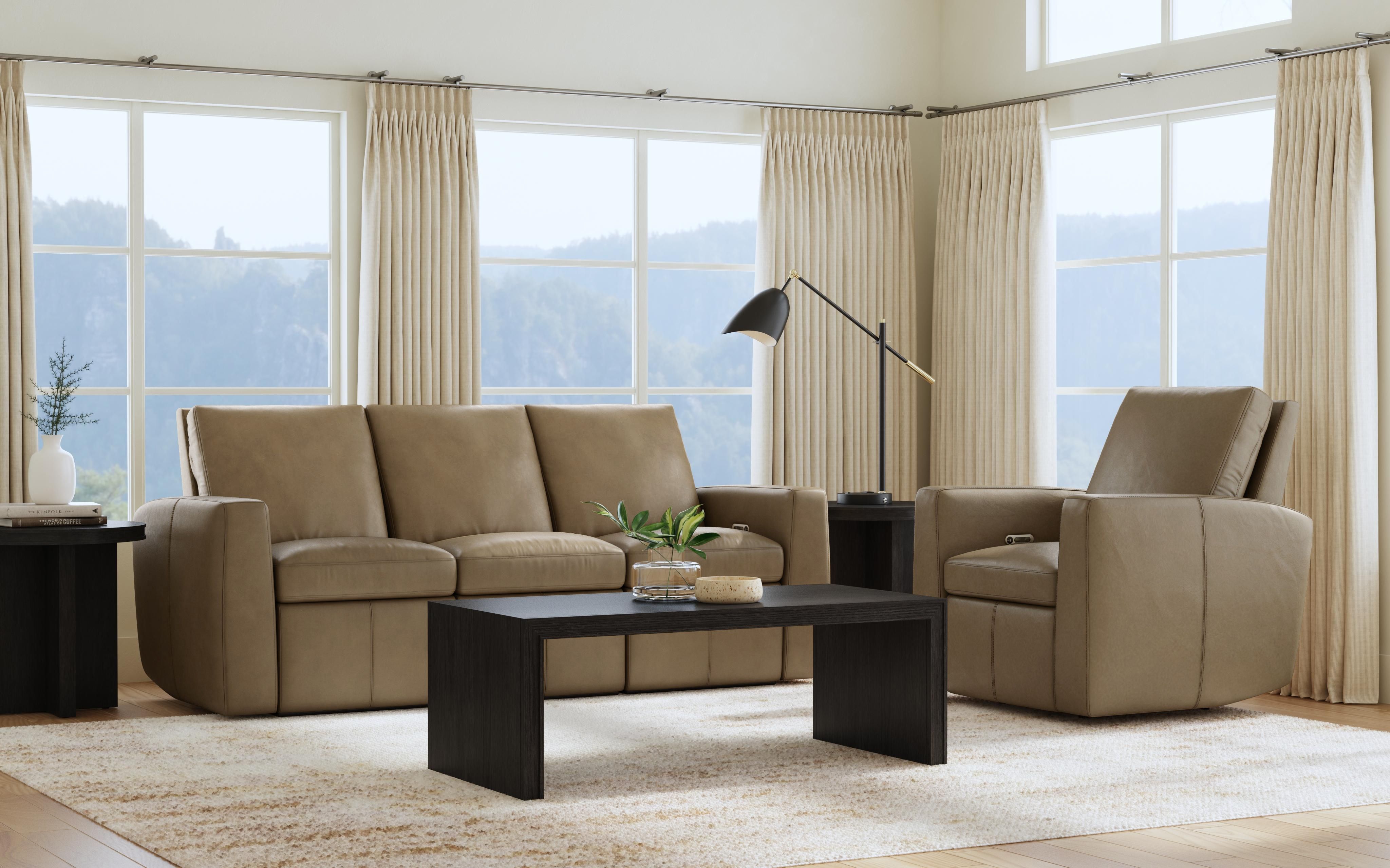Aria - Power Reclining Sofa - Fawn, light brown