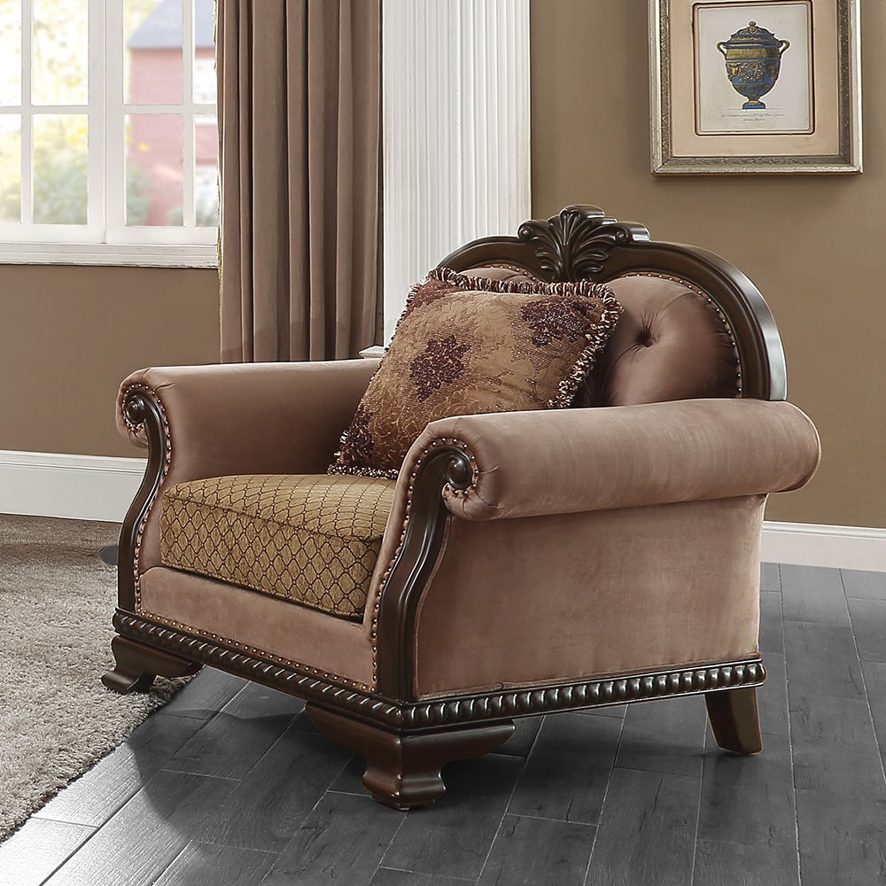 Chateau De Ville - Chair With Pillow (Same Lv01590) - Fabric & Espresso, black, view 2