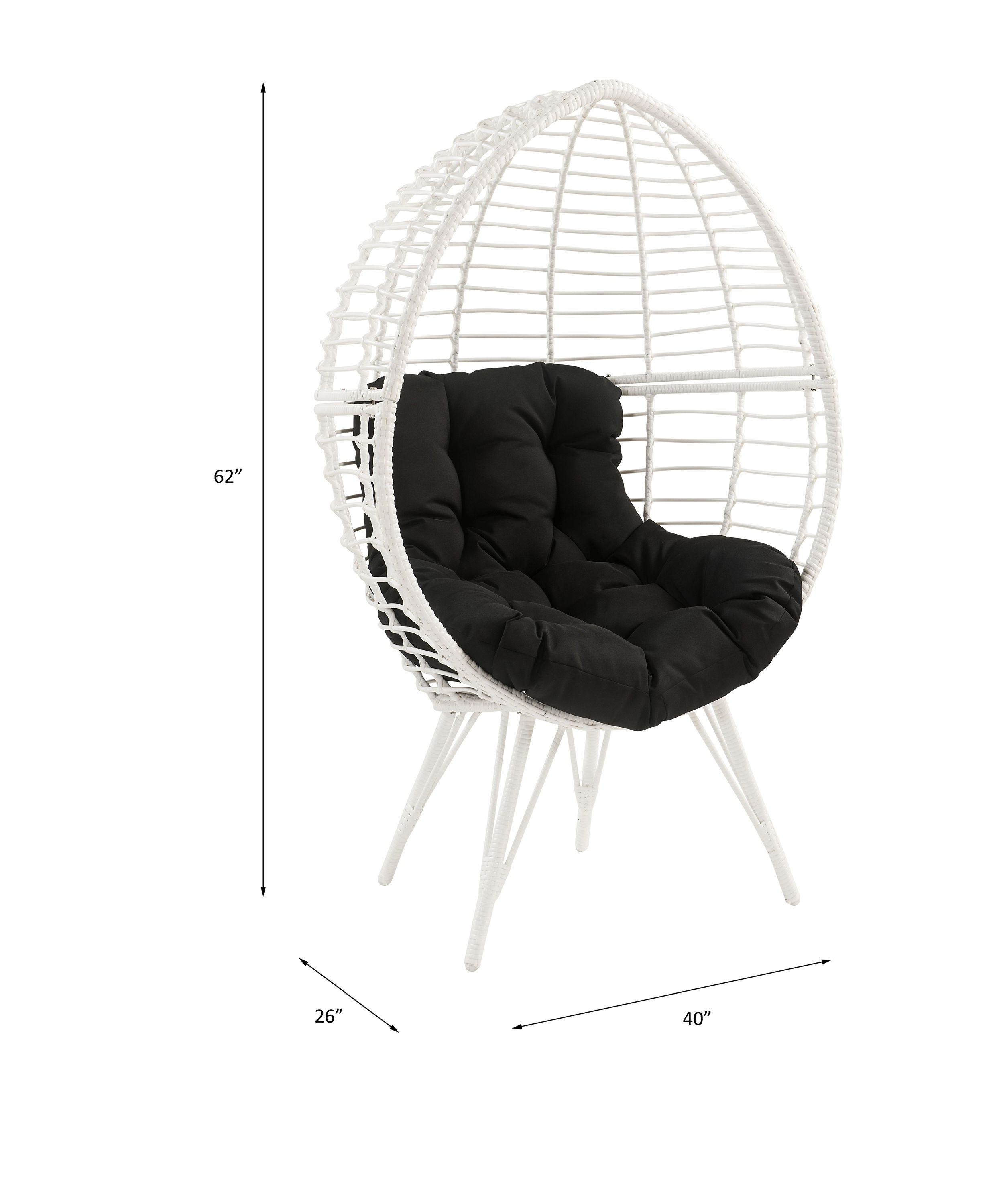 Galzed - Patio Lounge Chair - Black Fabric & White Wicker, white, view 5