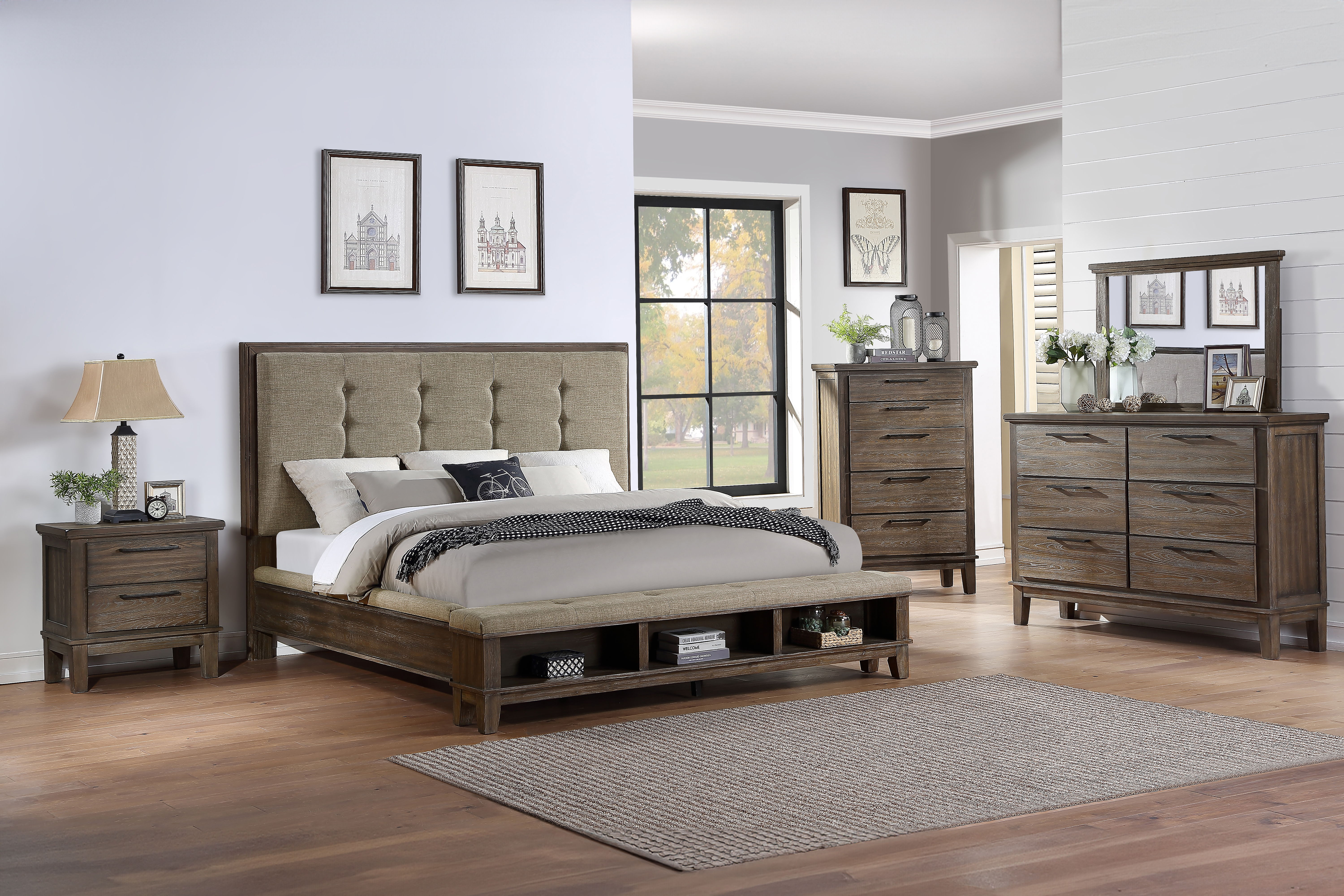 Cagney - 6/0 Western King 5 Piece Bedroom Set (Bed & Dresser & Mirror & Chest & Nightstand) - Vintage