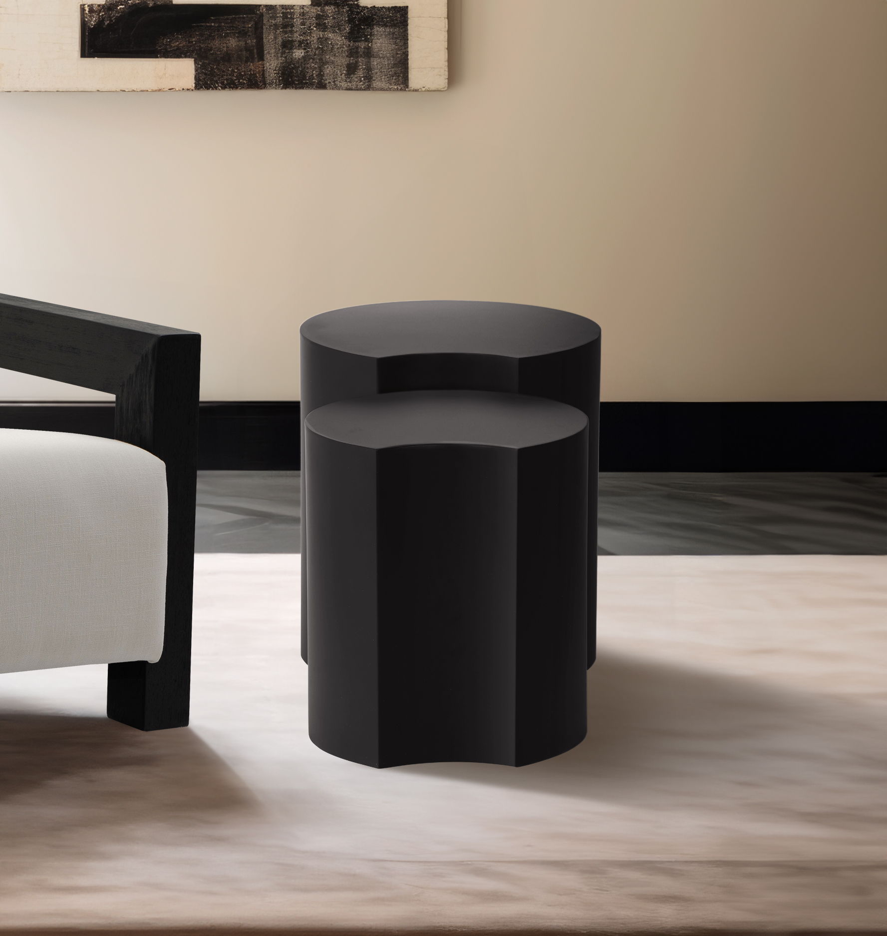 Dimple - 2 Piece Modular End Table - Black