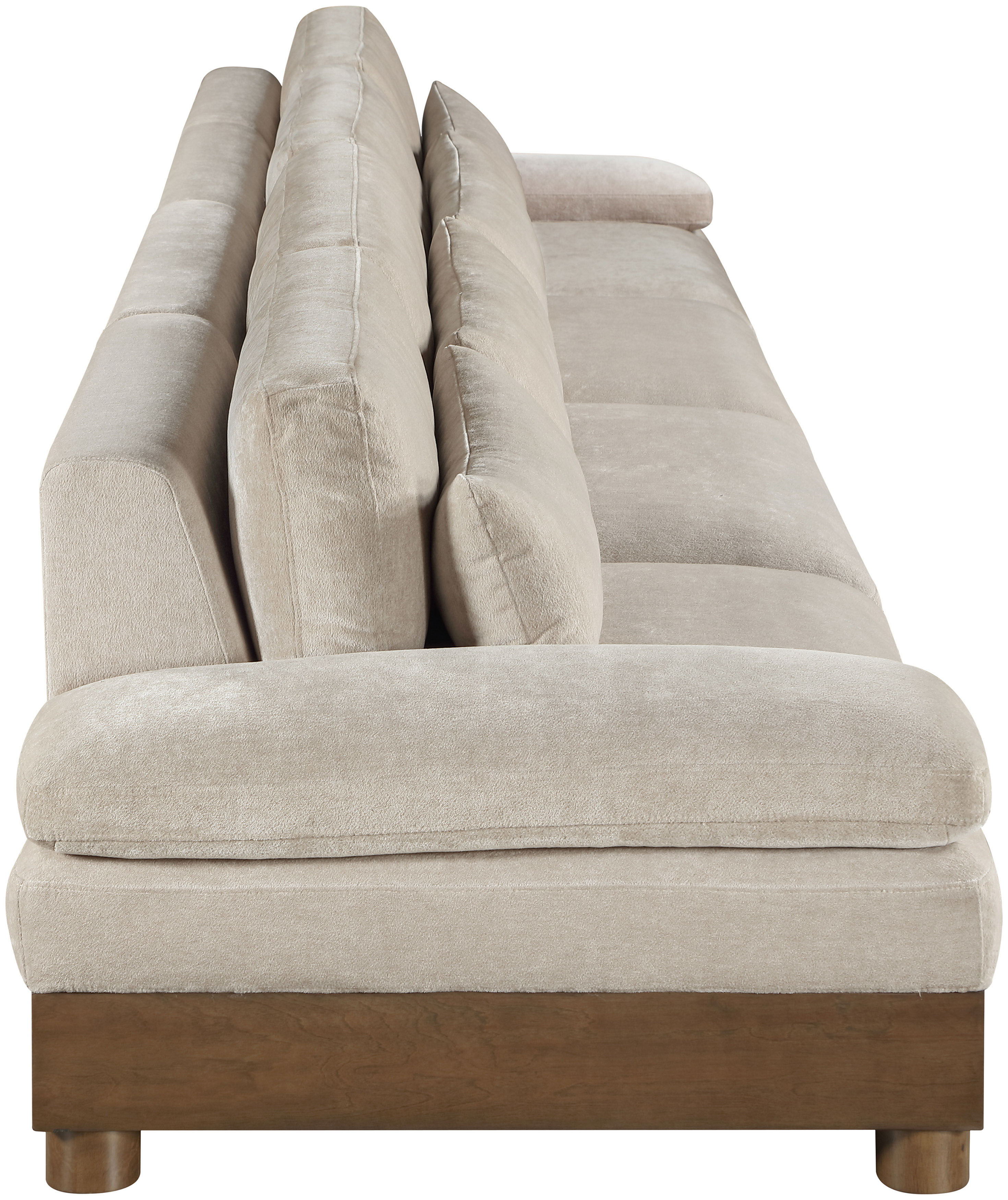 Turin - 175.5" Chenille Fabric Upholstered 4 Piece Modular Sofa - Taupe / Brown Walnut