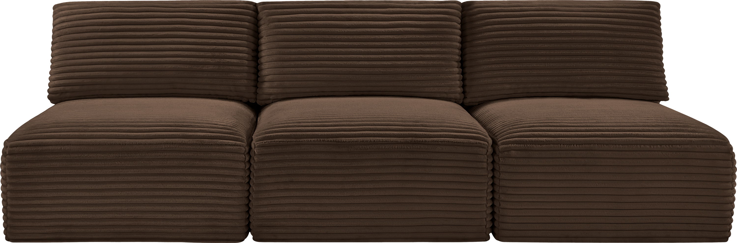 Shaggy - 3 Piece Modular Armless Sofa - Brown