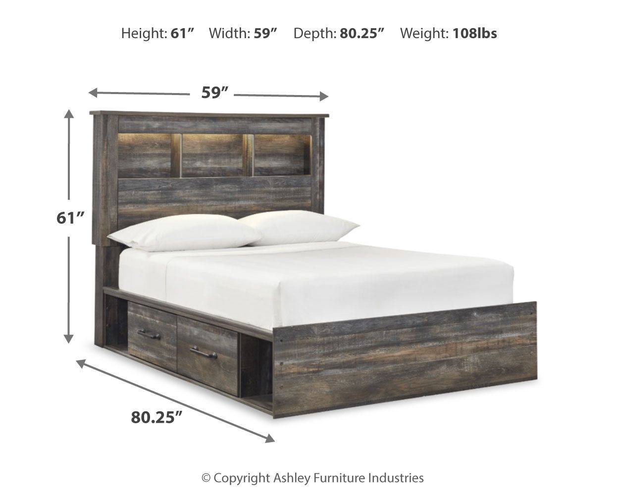 Ashley Furniture Drystan - Full Panel Bookcase Bed - Brown / Beige - Image 4