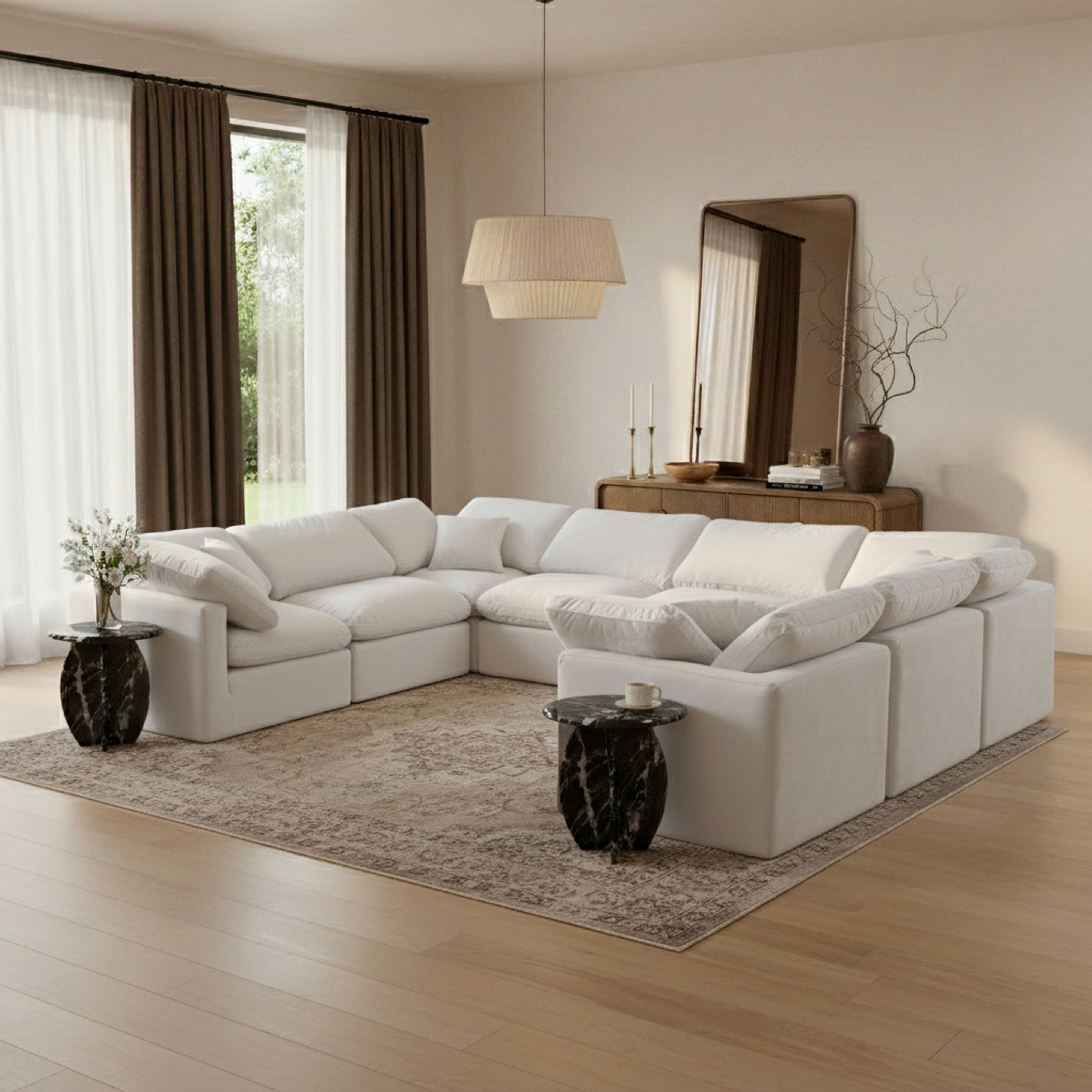 Indulge - Velvet 8 Piece Modular Sectional - Off White