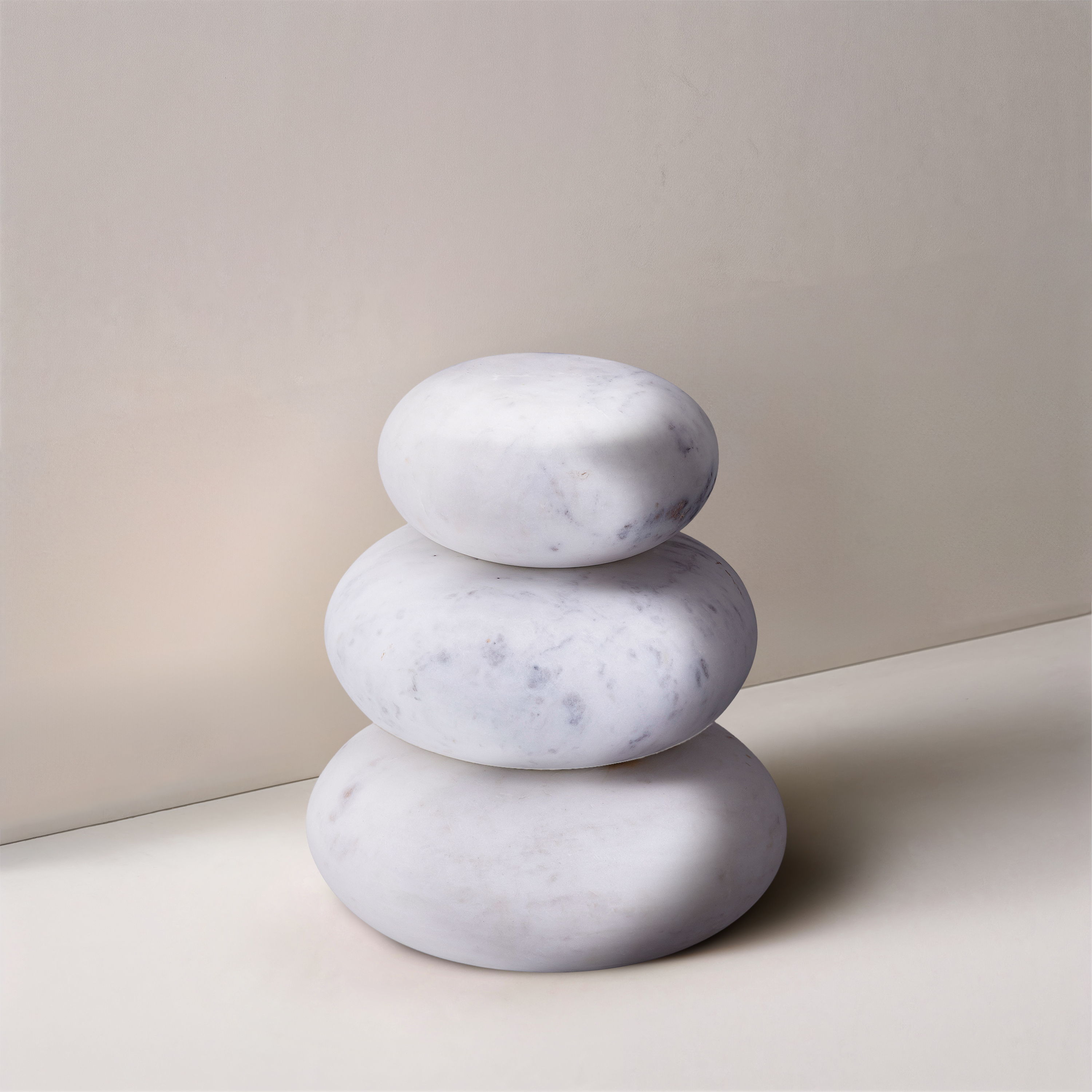 Pumpkin - 3 Piece Marble Decorative Object - White