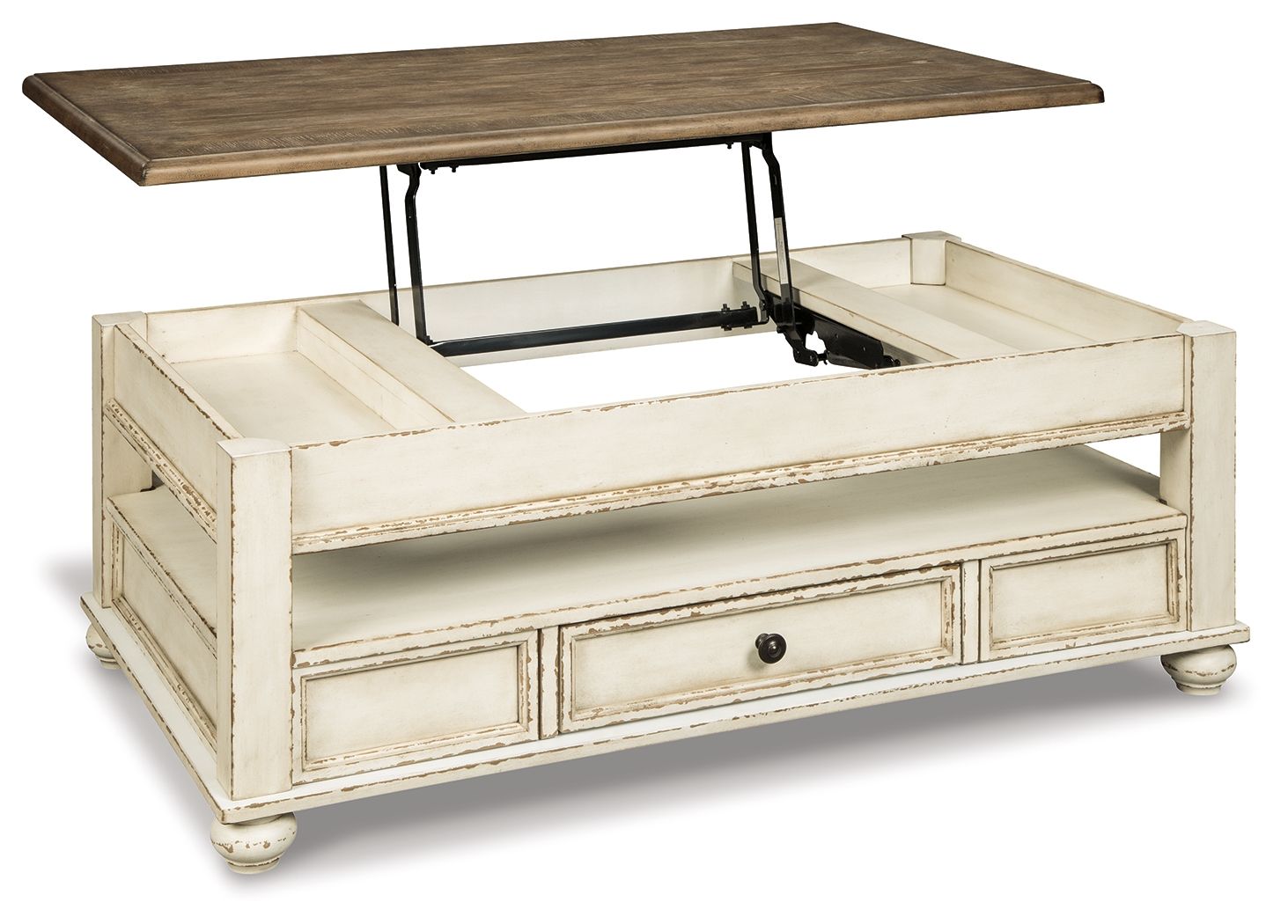 Ashley Furniture Realyn - Lift Top Cocktail Table - White / Brown - Image 3
